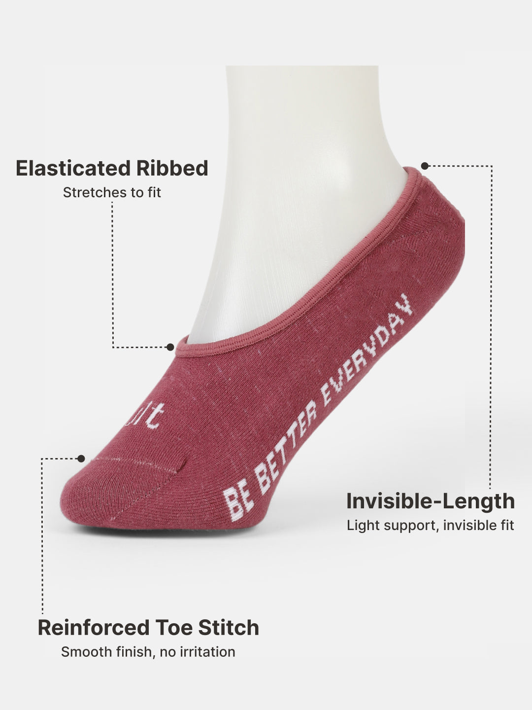 Casual Low Cut Invisible Pack of 3 Berry Red,Pink & Wine Terry Solid Women's Socks