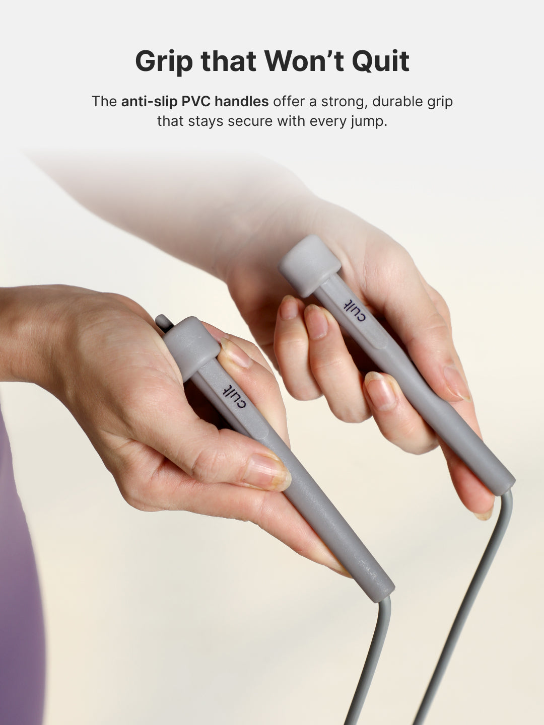 Pencil Skipping Rope for Workout & Training  Adjustable, Durable  Grey