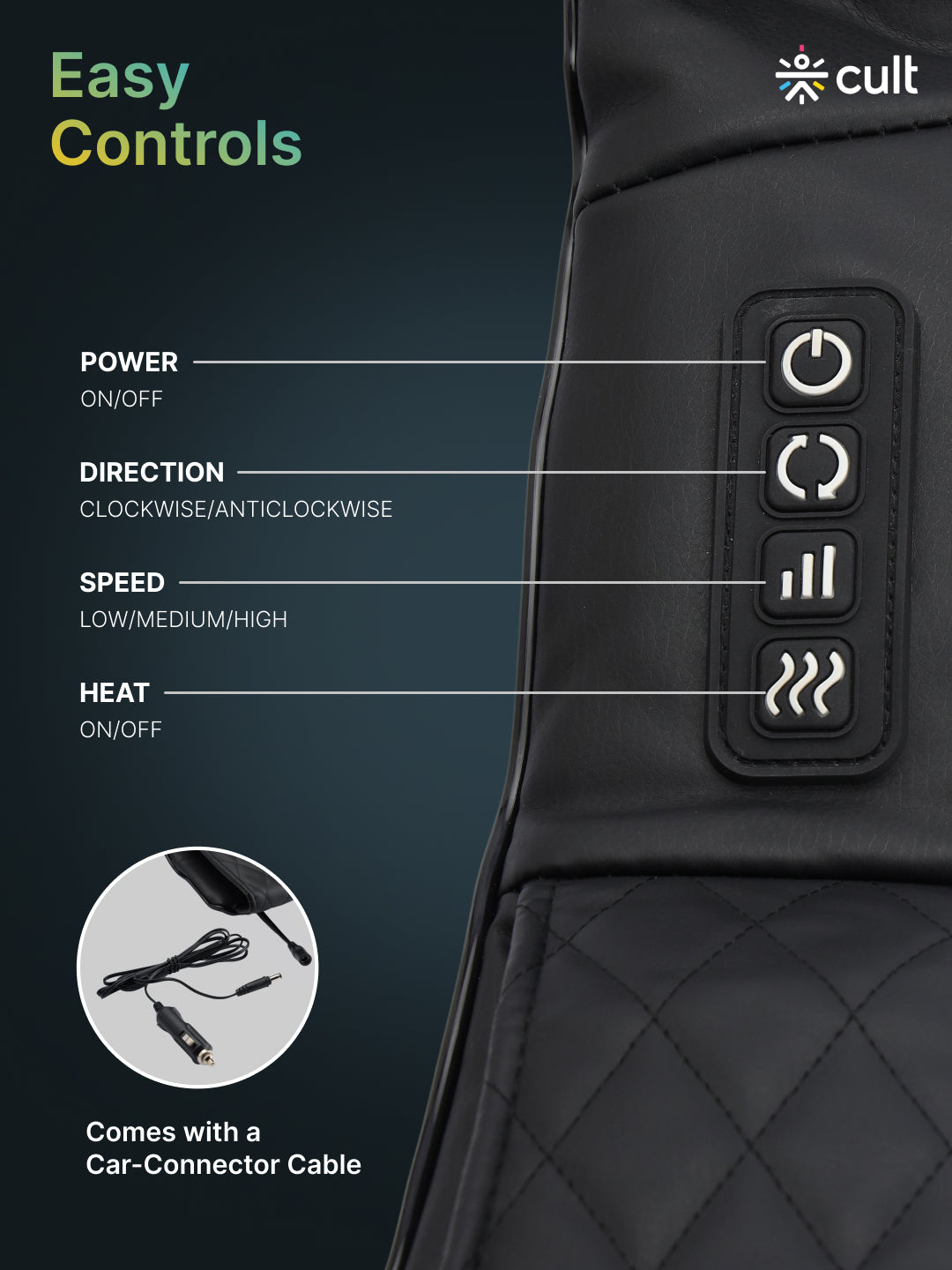 Cult Therma Relax Deep Heal Shiatsu Massager with Infrared Heat Therapy, Kneading Massage for Shoulder, Neck, Back, and Muscle Pain Relief