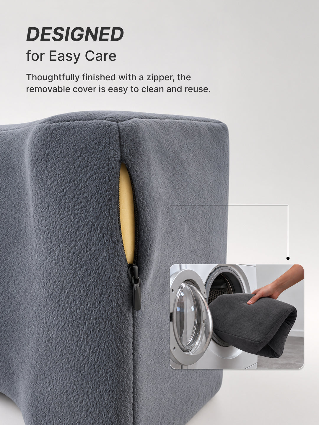CULT Knee Support Pillow for Sleeping Side Sleepers Knee Alignment and Leg Comfort Cushion Grey