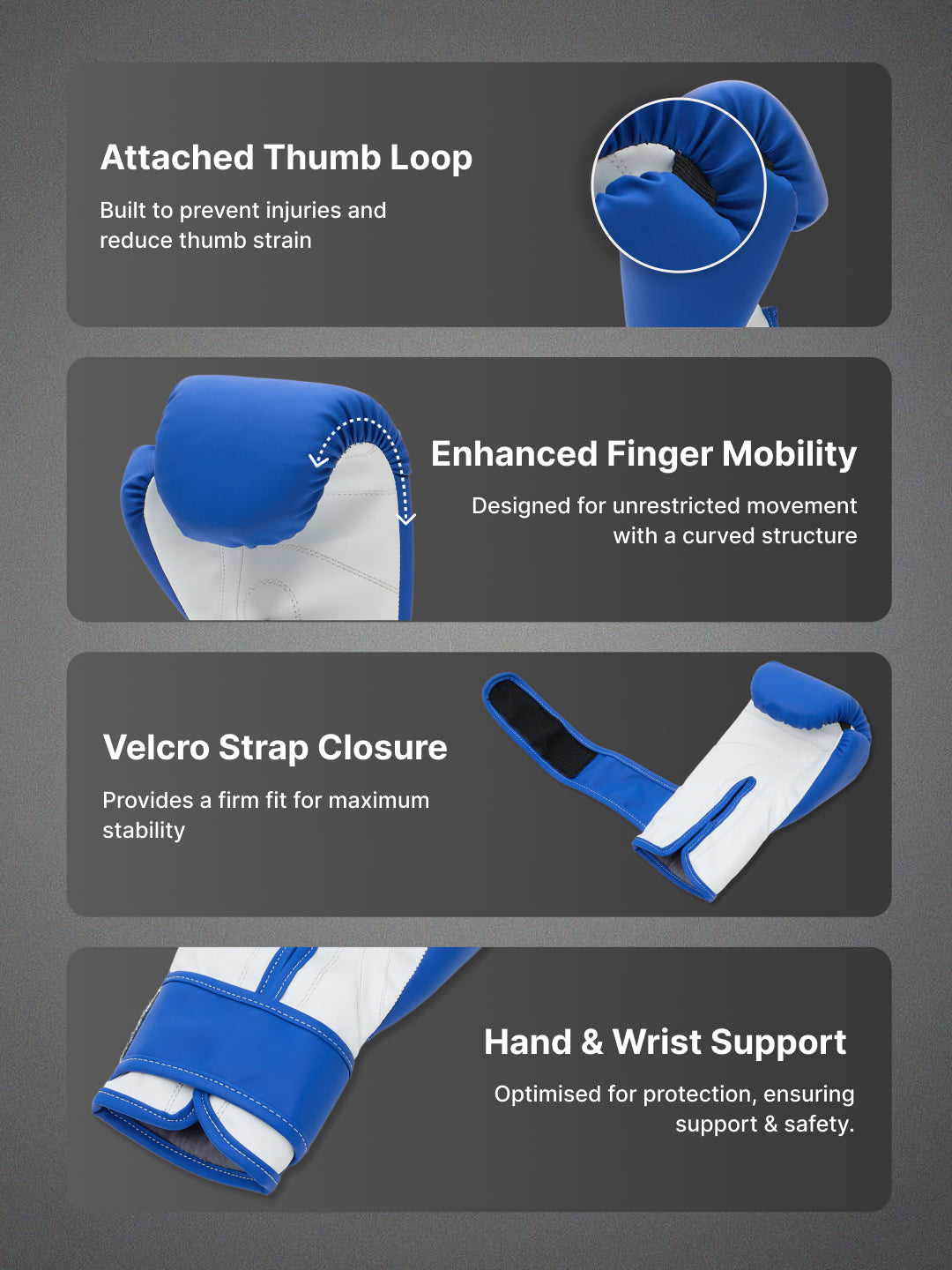 cult Neo PU Boxing Gloves for Men & Women Foam Padding Thickness 25mm Punching Bag Gloves for Boxing, Training, Kickboxing, Muay Thai, MMA Blue & White