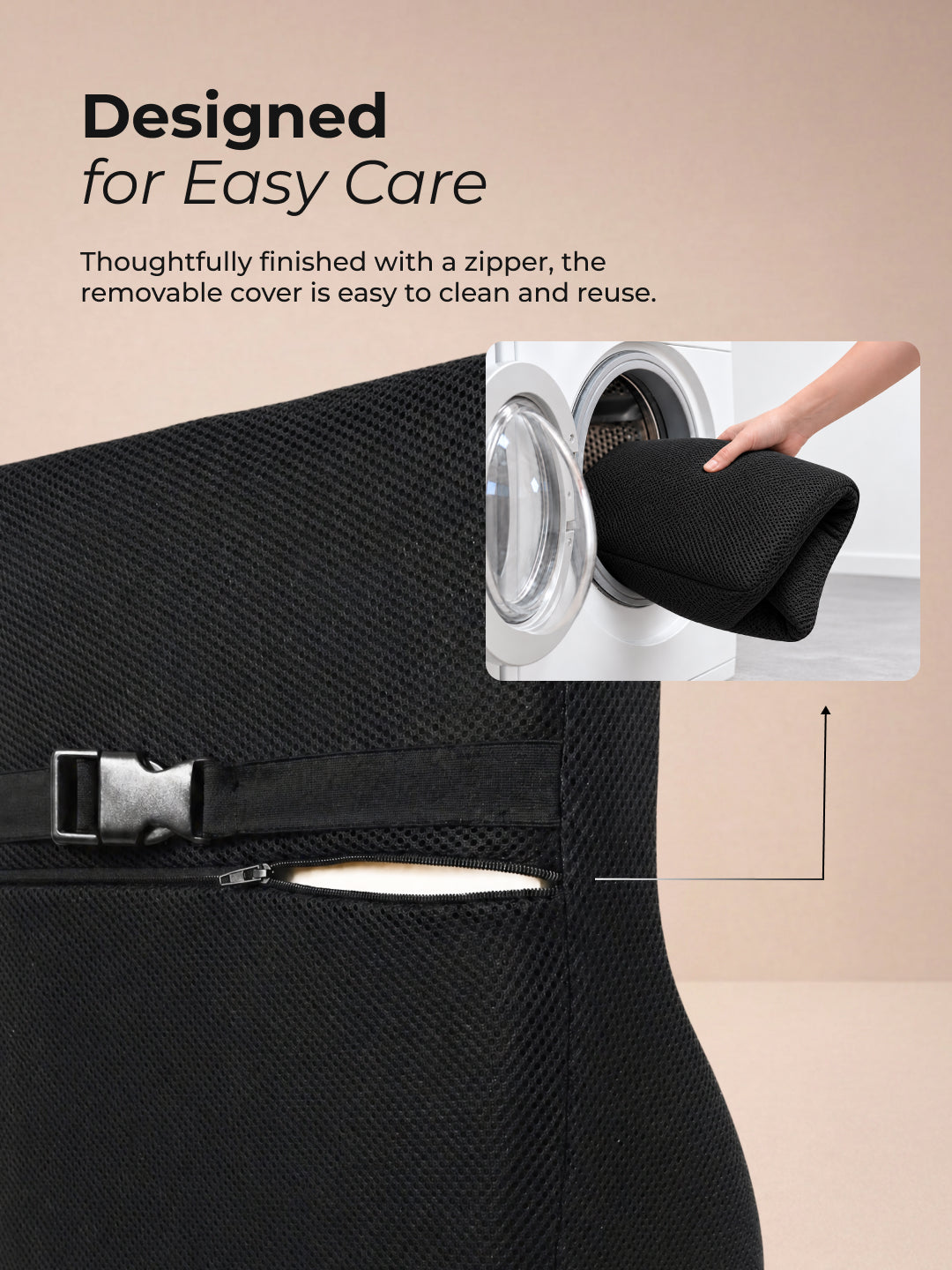 CULT Long Back Support Pillow for Full Back Lumbar Support Cushion for Bed Sofa Office Chair and Relaxation Black