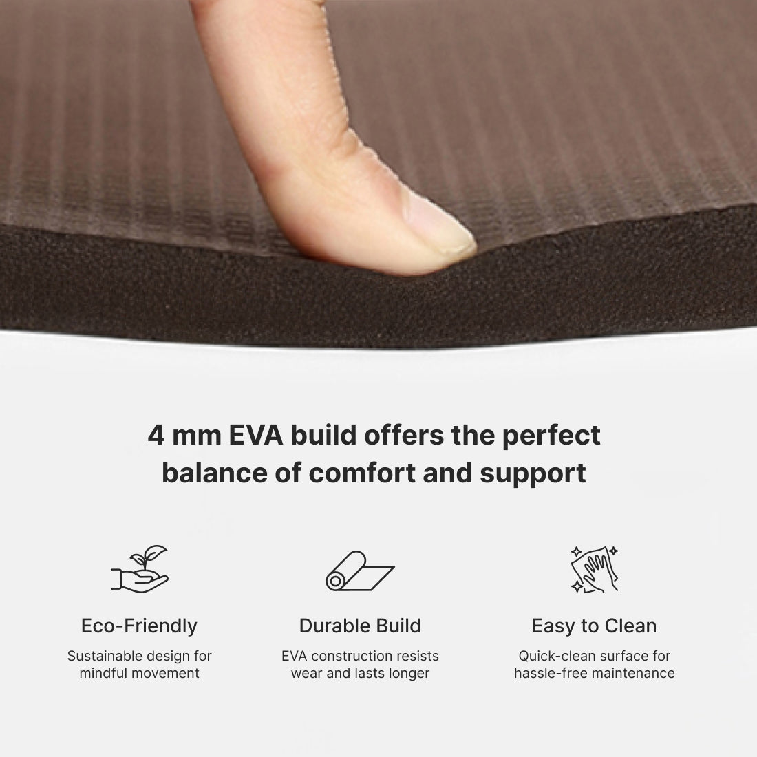 Cult Yoga Mat EVA 4mm with Carry Strap   Non-Slip, Lightweight, Cushioned & Sweat-Resistant Exercise Mat   Durable, Portable & Eco-Friendly Workout Mat for Yoga, Pilates, Home Gym & Fitness   Brown
