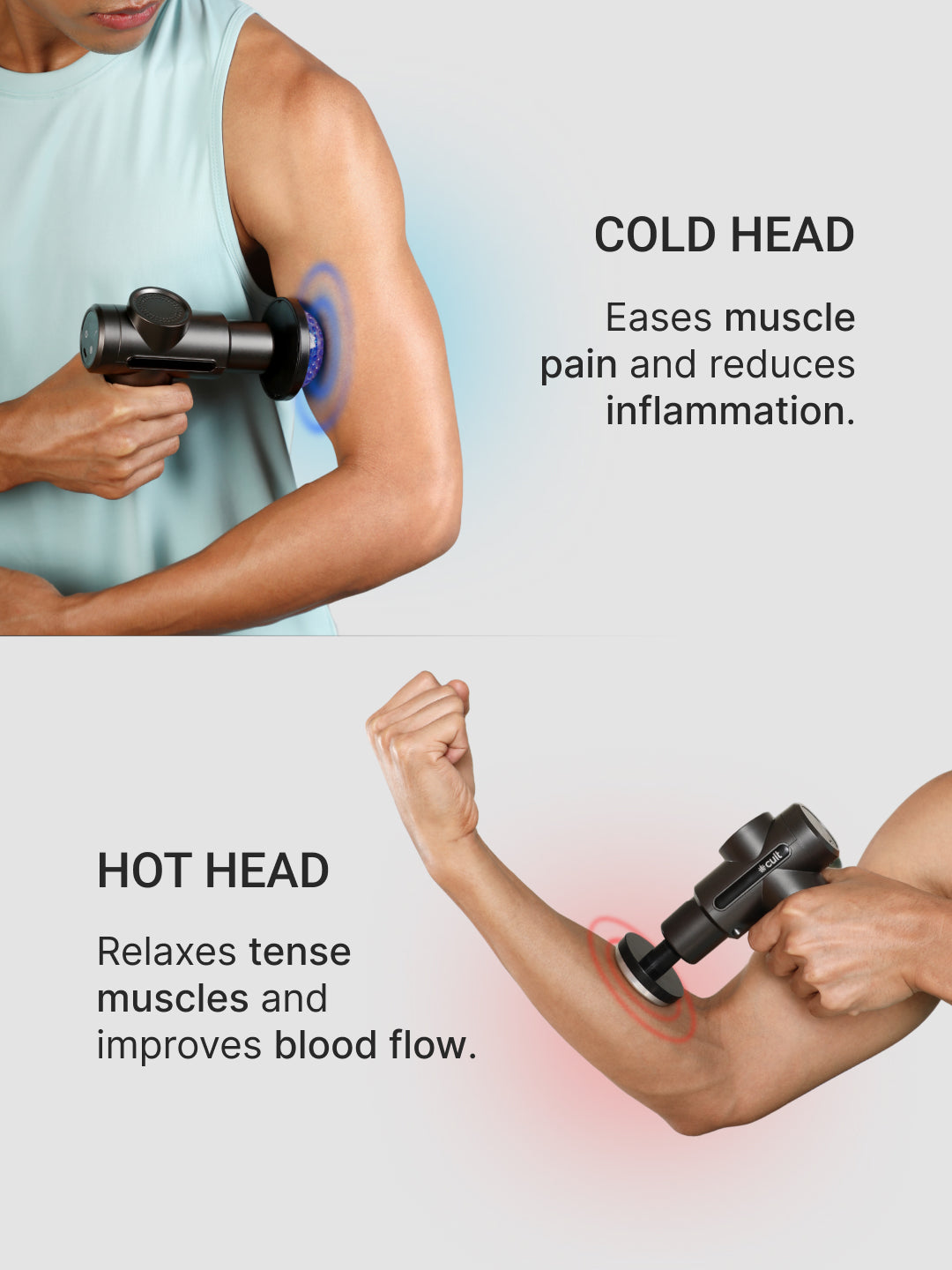 Cult Impact X, Full Body Gun Massager with Hot and Cold Therapy,  3 Hour long battery , 6 Interchangeable heads, 6 Speed levels, Silicone head.