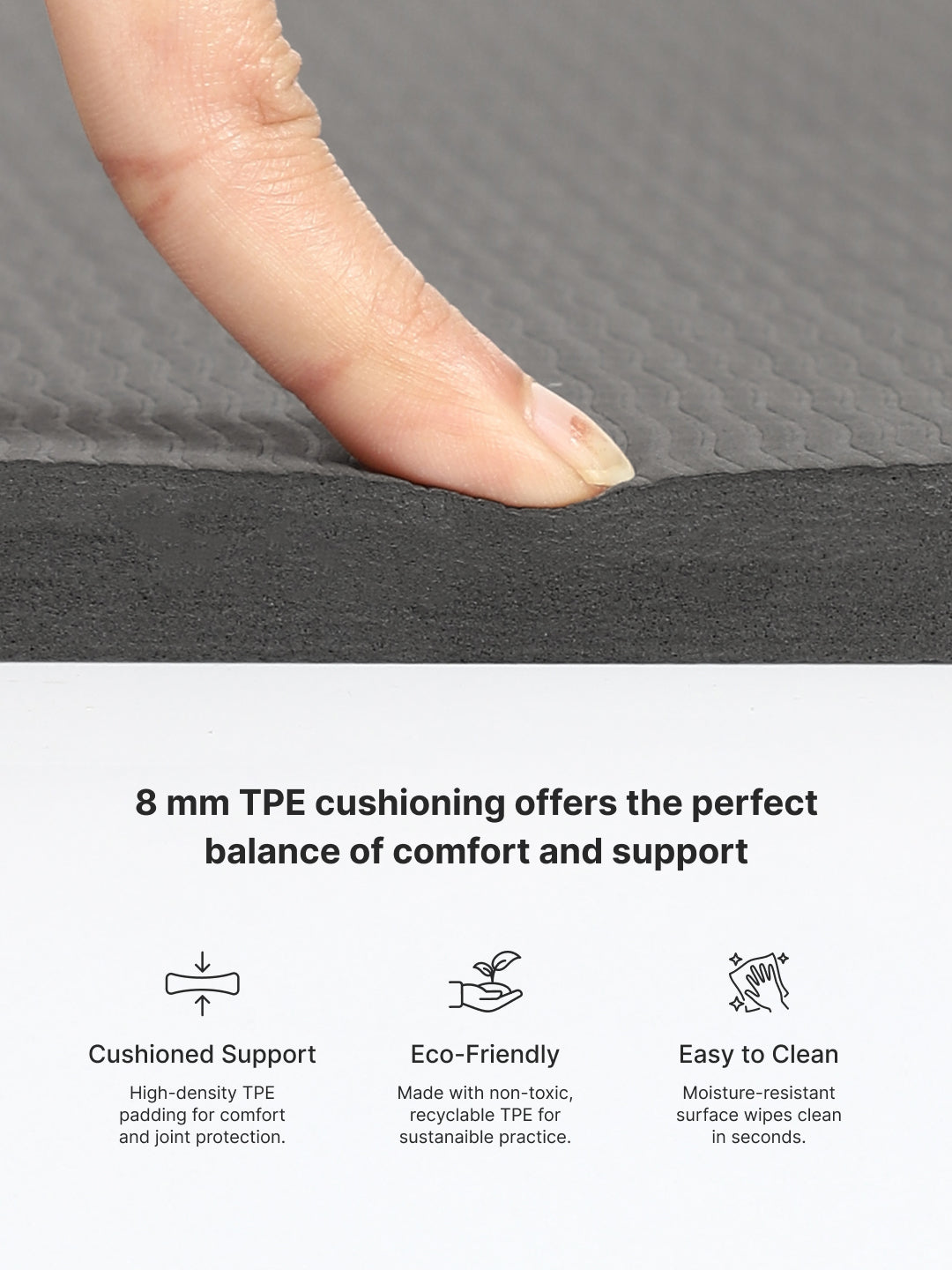 CULT Ultra Cushioned 8mm TPE Yoga & Pilates Mat   Eco-Friendly, Skin-Friendly, Anti-Skid, Tear-Resistant, Lightweight & Portable with Carry Strap and Bag  Ideal for Home, Gym & Outdoor Workouts - Dark Grey