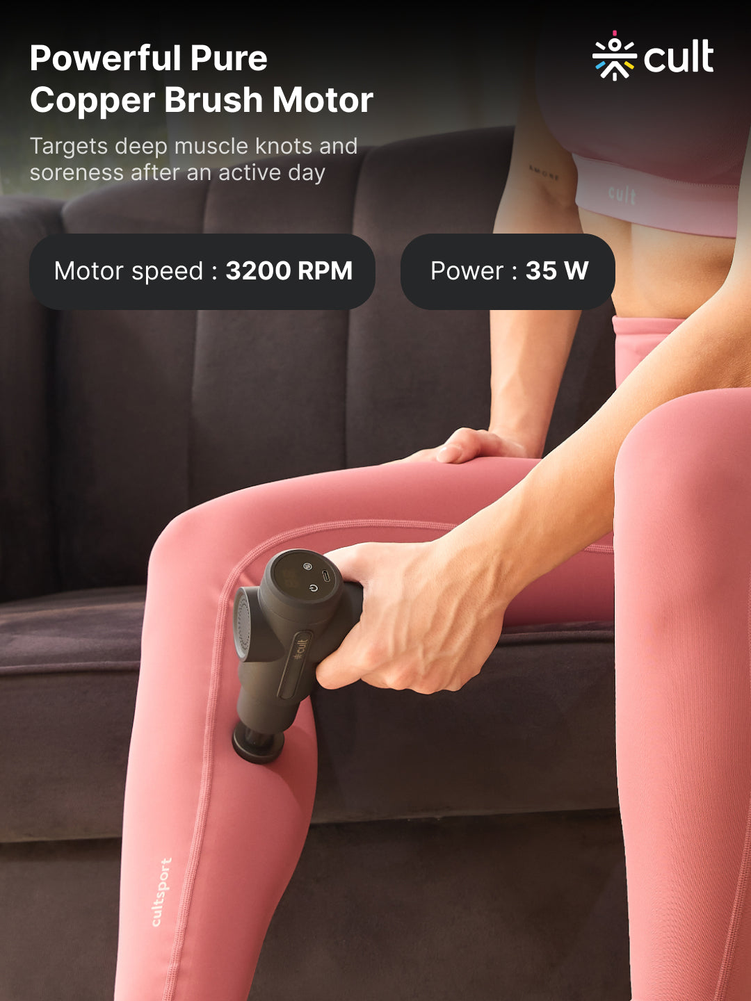 Cult Volt X, Full Body Professional Gun Massager with Hot and Cold Therapy,3 hour long battery, QuietMotion Tech, 6 Interchangeable heads, 6 Speed levels, Silicone head, Carry Pouch.