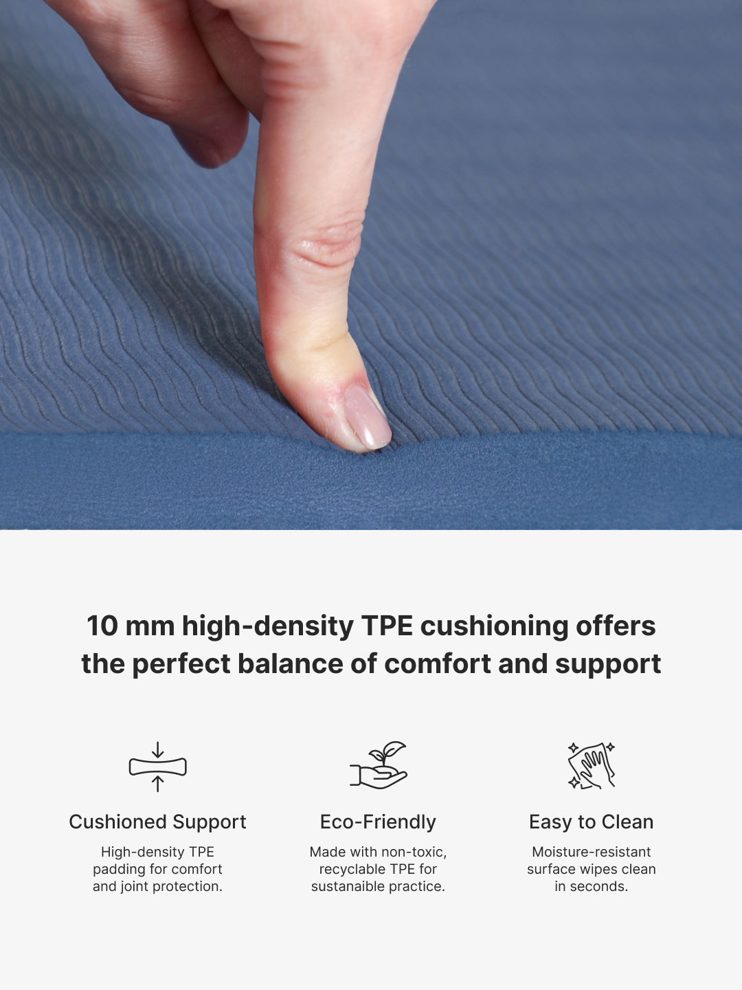 CULT TPE Yoga Mat 10mm Extra Thick with Carry Strap and Bag  Non-Toxic, Latex-Free, Anti-Slip, Tear-Resistant & Lightweight   Superior Cushioning for Joint Support, Meditation & Home Workouts- Navy