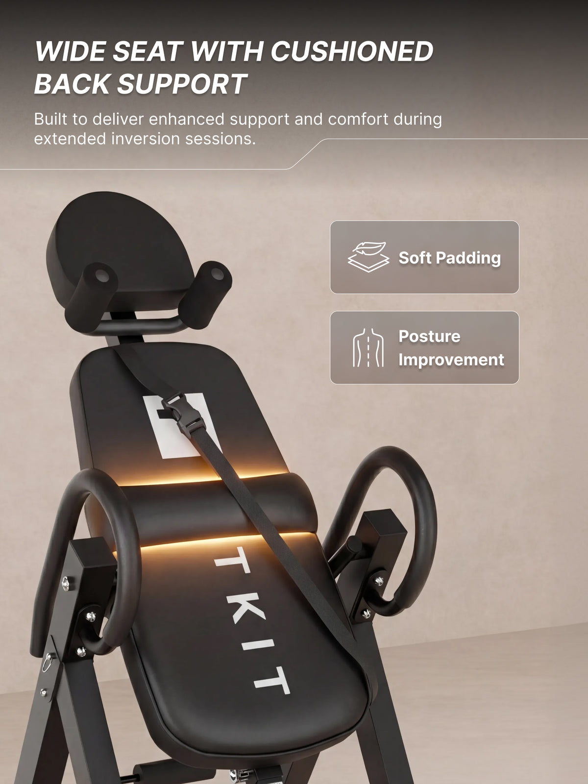 Fitkit by cult Inversion Table | 4 Inversion Positions | 120 Kg Weight Support | Adjustable Height | Safety Belt & Ankle Locking System | Back Stretching & Spine Decompression Equipment | Foldable Compact Home Fitness Tool