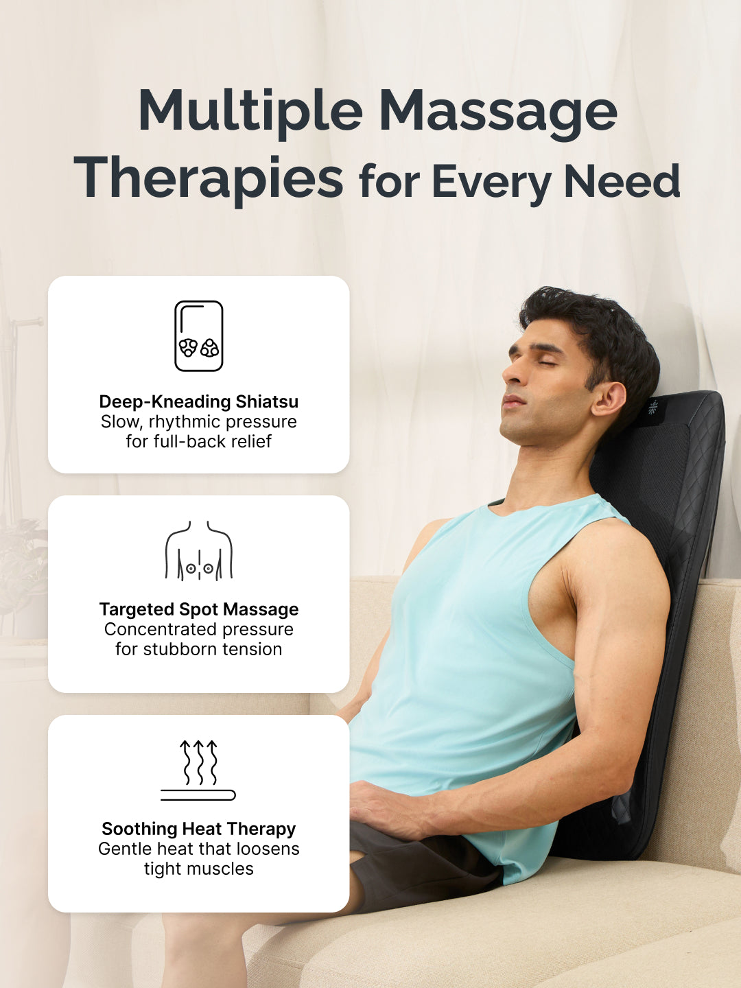 Cult Deep Relief Full Back Massager with Moving Rollers, 3-Intensity Heat & 4 Modes | Shiatsu Deep Tissue Relief for Neck & Lumbar | Home & Car Adapters (Black)