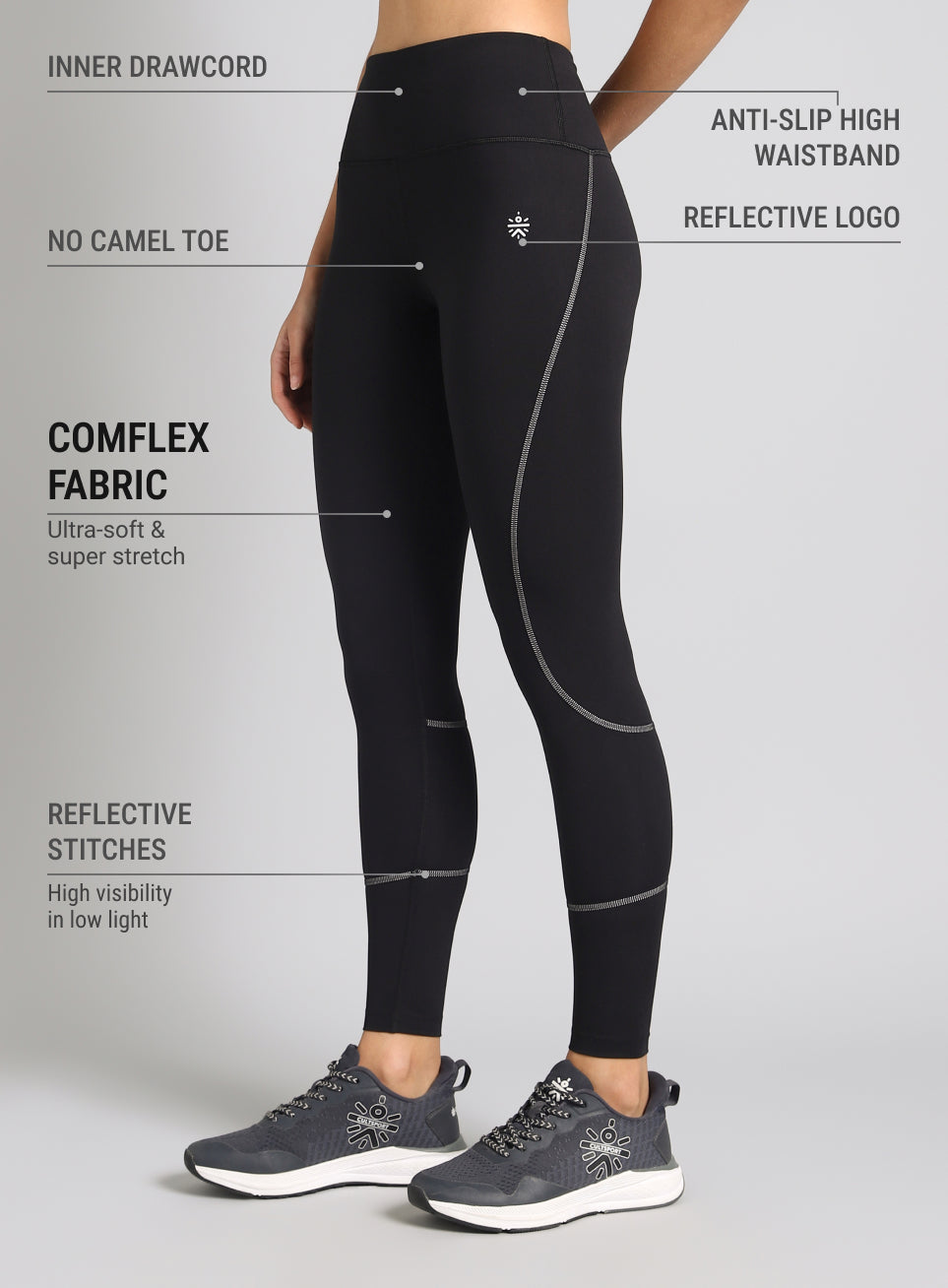 Women's Black Absolute Fit Solid Running Tights