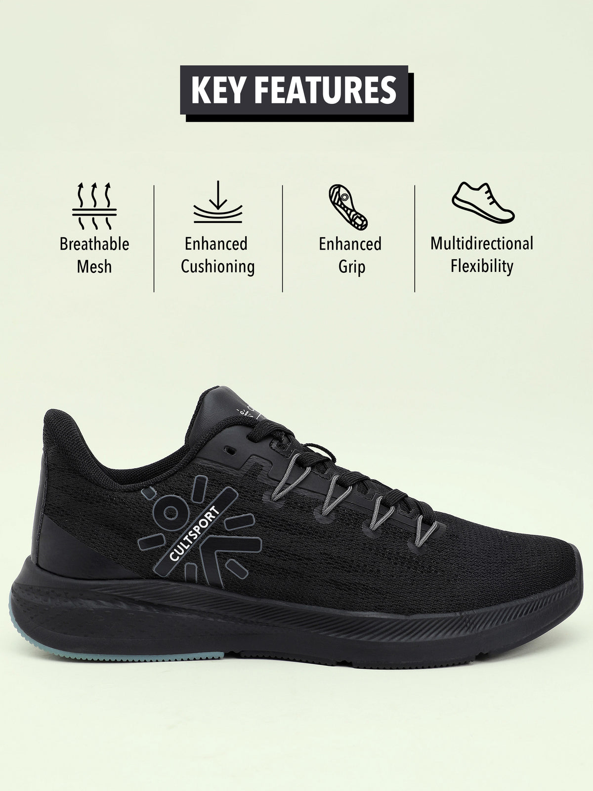 cult Firebird Men Running Shoes - Grey/Black