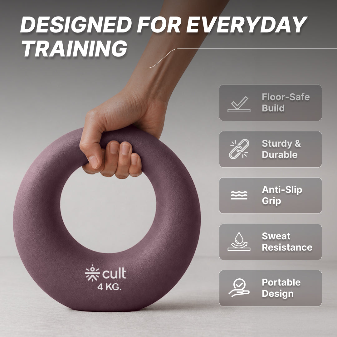 Cult Moon Kettlebell 4 Kg with Neoprene Coating, Cast Iron Core, Wide Handle & Stable Base for Strength Training & Home Workouts (with 6 Months Extended Warranty)