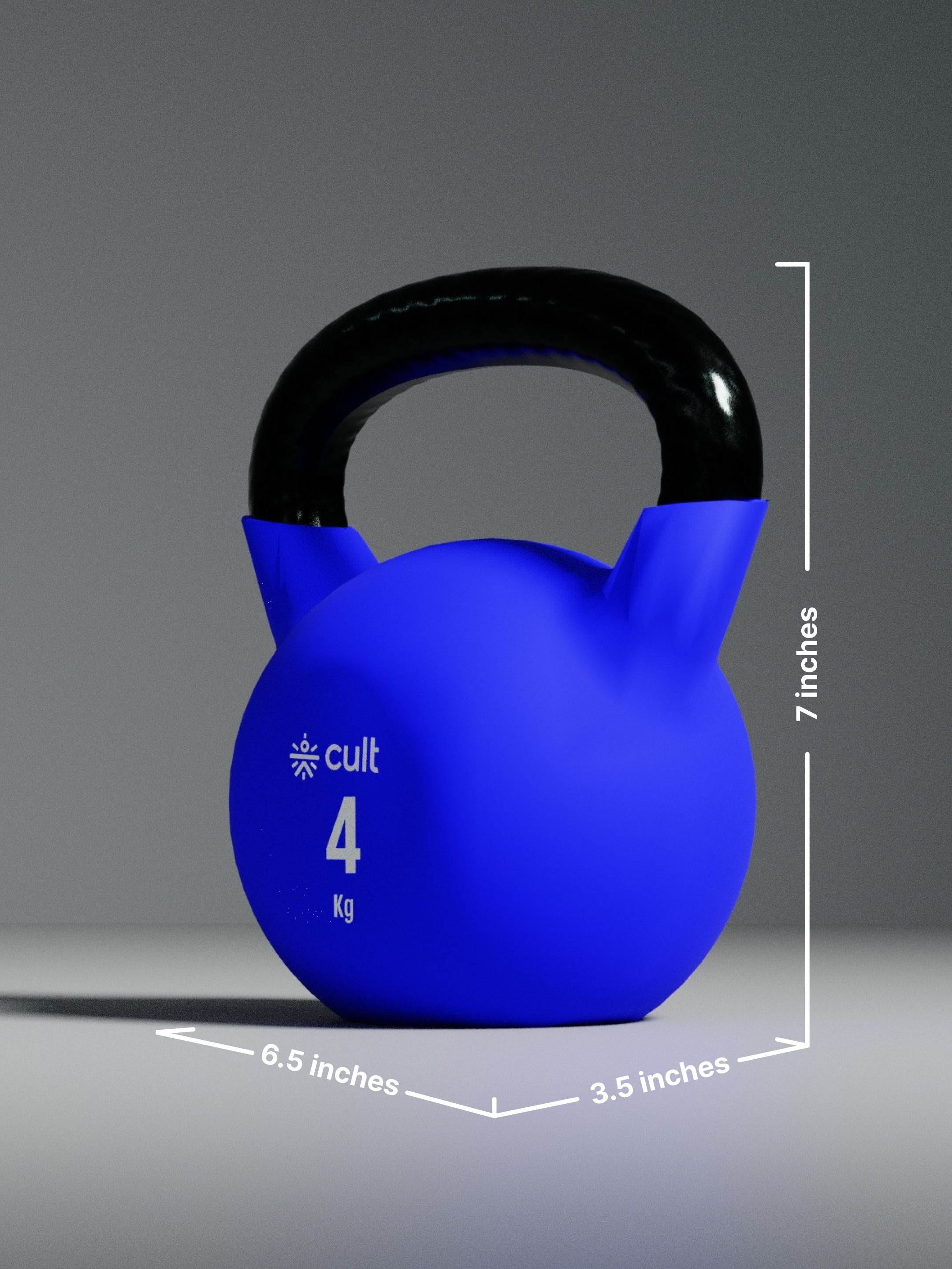 Cult 4kg Neoprene Anti-Slip Grip Colored Kettlebell for Home Workout - Blue (with 6 Months Extended Warranty)