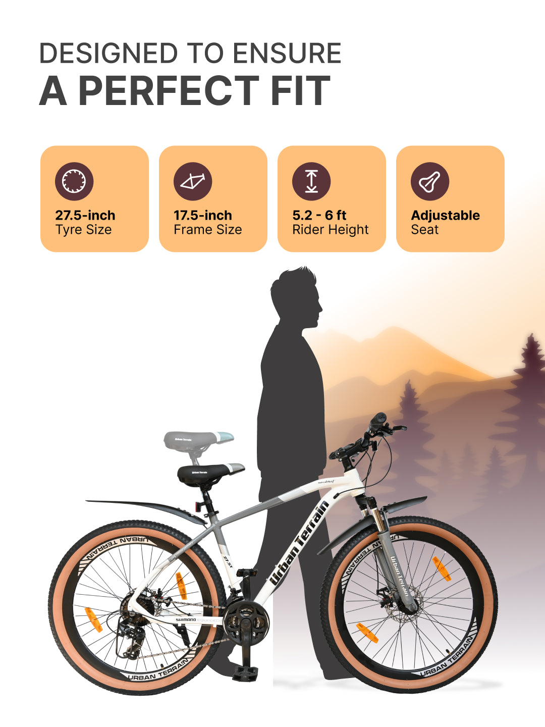 Aeroblast Mountain Bike Alloy Frame 21 Speed Cycle 27.5 inch With Front Suspension, Triple Wall Rim and Dual Disc Brakes, Ideal For 5.2 ft to 6 ft, 15+ Years, Unisex (WhiteGrey)