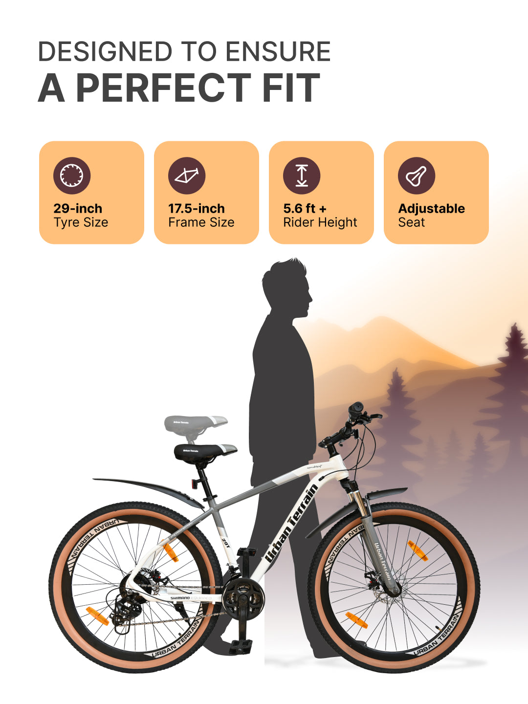 Aeroblast Mountain Bike Alloy Frame 21 Speed Cycle 29 inch With Front Suspension, Triple Wall Rim and Dual Disc Brakes, Ideal For 5.6 ft to 6 ft & above, 15+ Years, Unisex (WhiteGrey)