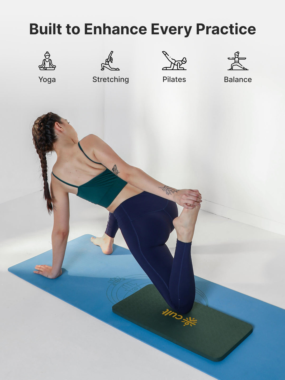 Pack of 2 EVA Yoga Knee Pads 20mm Green Non-Toxic, Anti-Skid & Durable