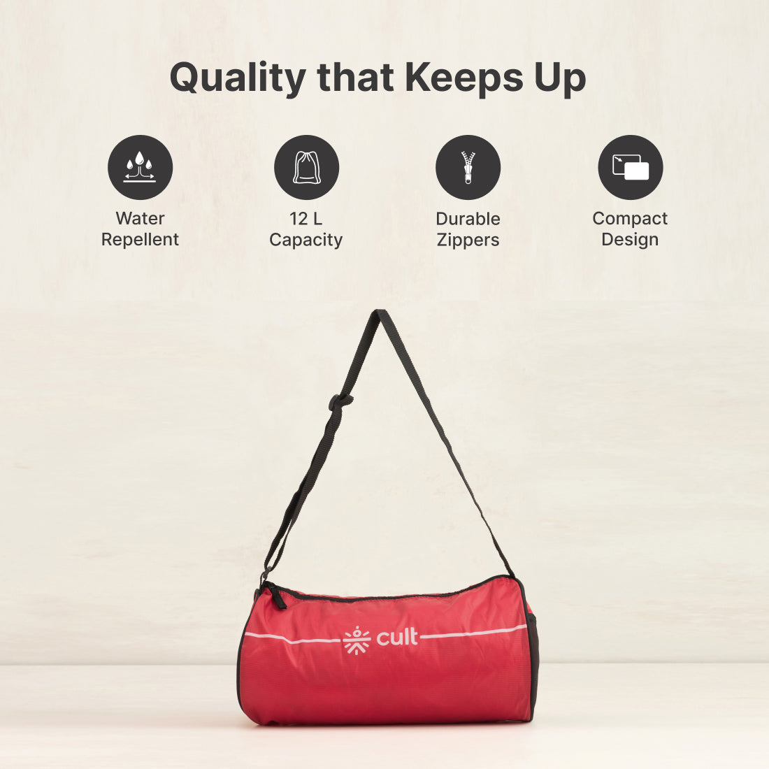 Cult Gym Bag 12L Red with Black Shaker Bottle 550ml Black