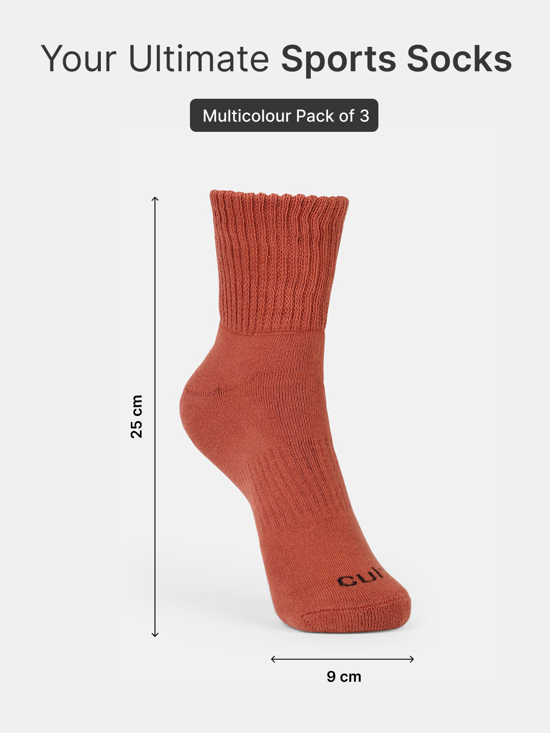 Sports Crew Length Olive,Off White & Rust Pack of 3 Men's Solid Terry Socks