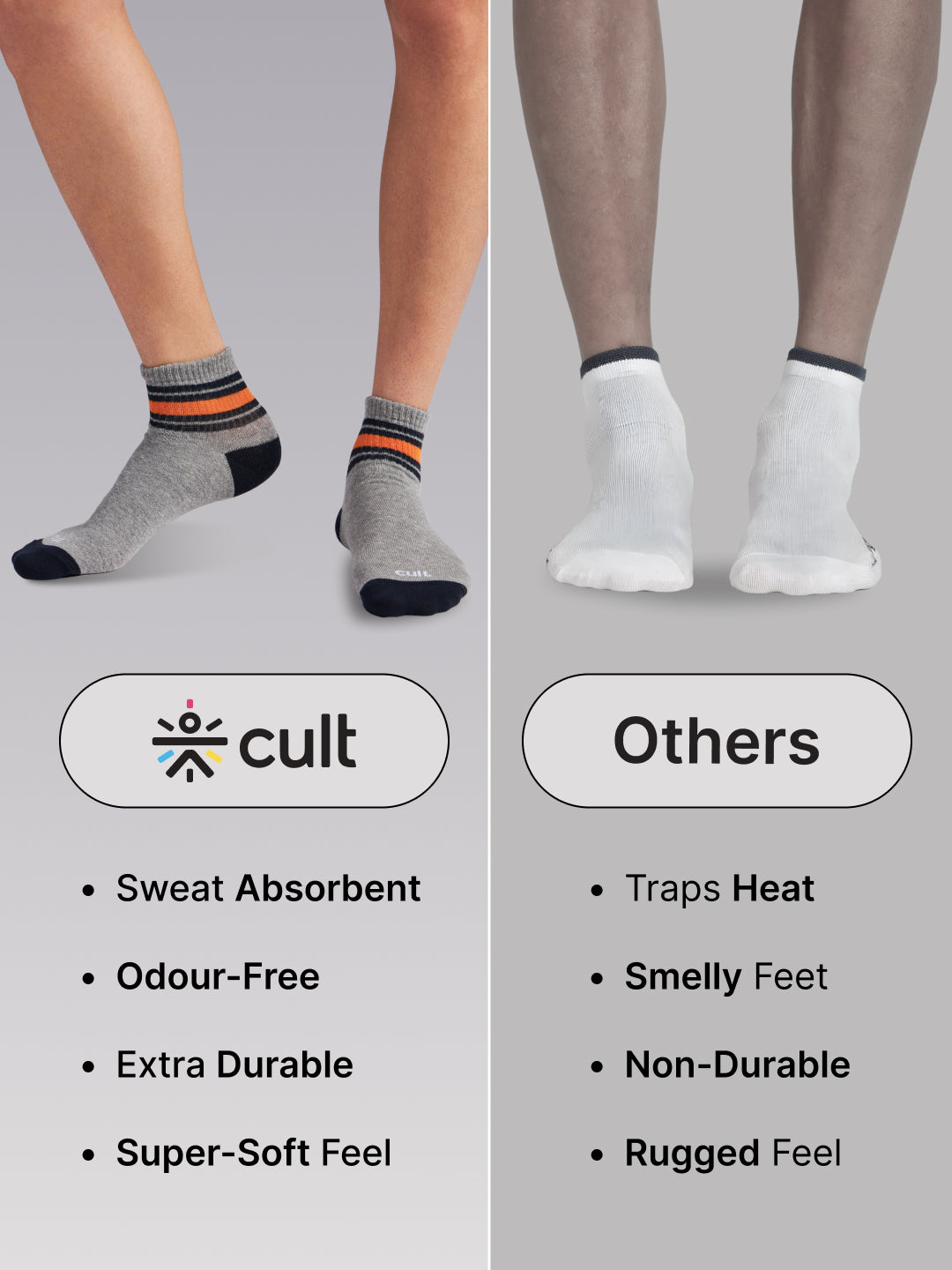 Sports Ankle Length Pack of 3 Grey Men's Cotton Socks
