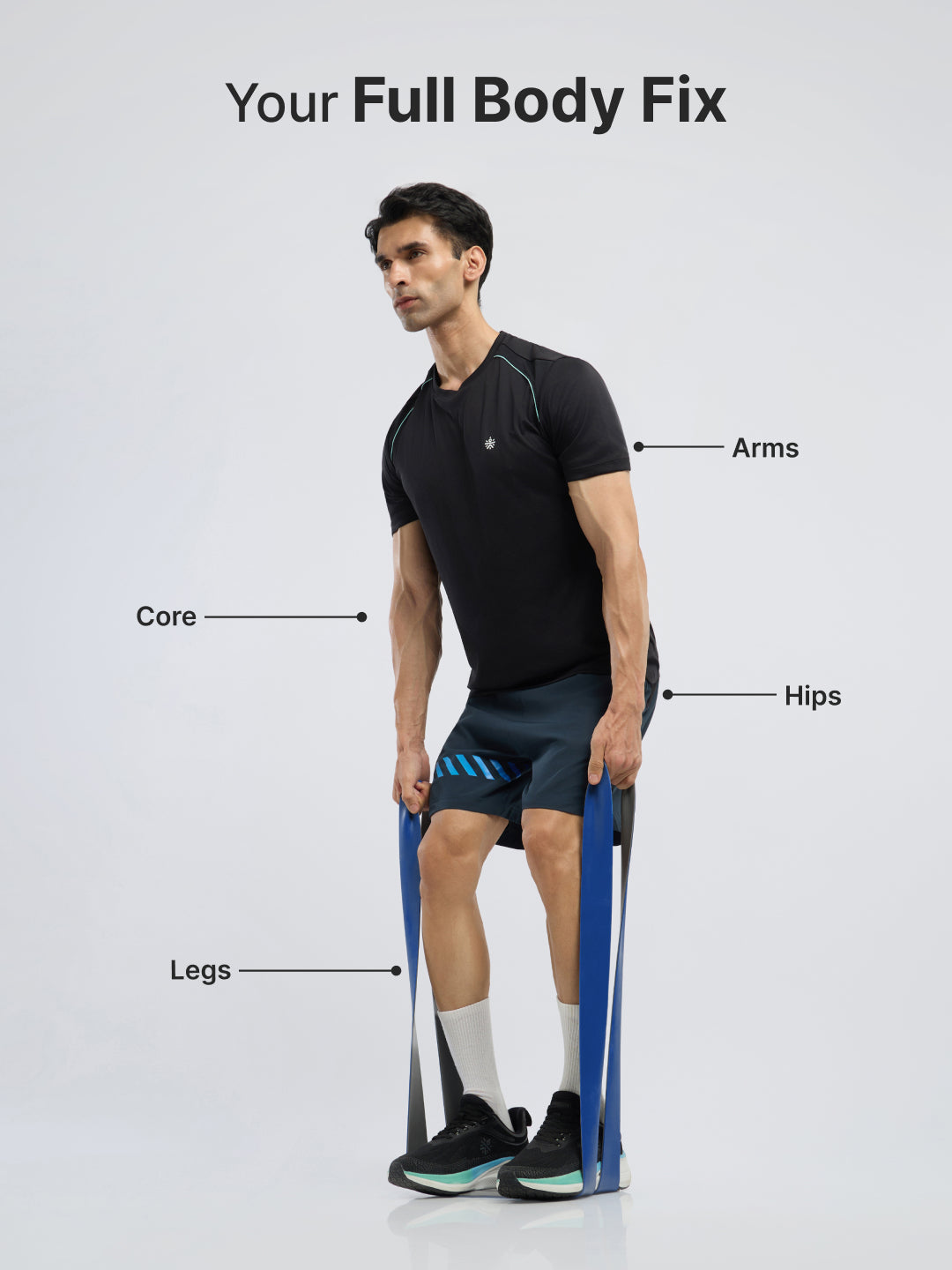 cult Resistance Band(30-80kgs Resistance) for Men & Women Blue Grey