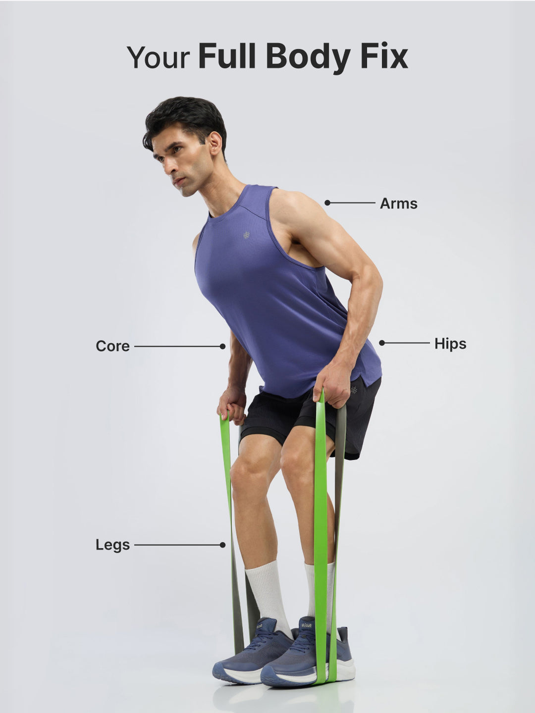 cult Resistance Band(20-55kgs Resistance) for Men & Women Green Grey