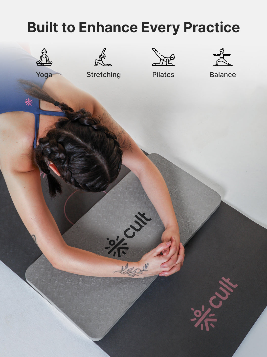 Pack of 2 EVA Yoga Knee Pads 20mm Grey  Non-Toxic, Anti-Skid & Durable