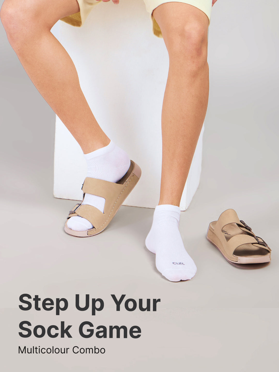 Casual Ankle Length Cotton Pack of 5 White Socks Men