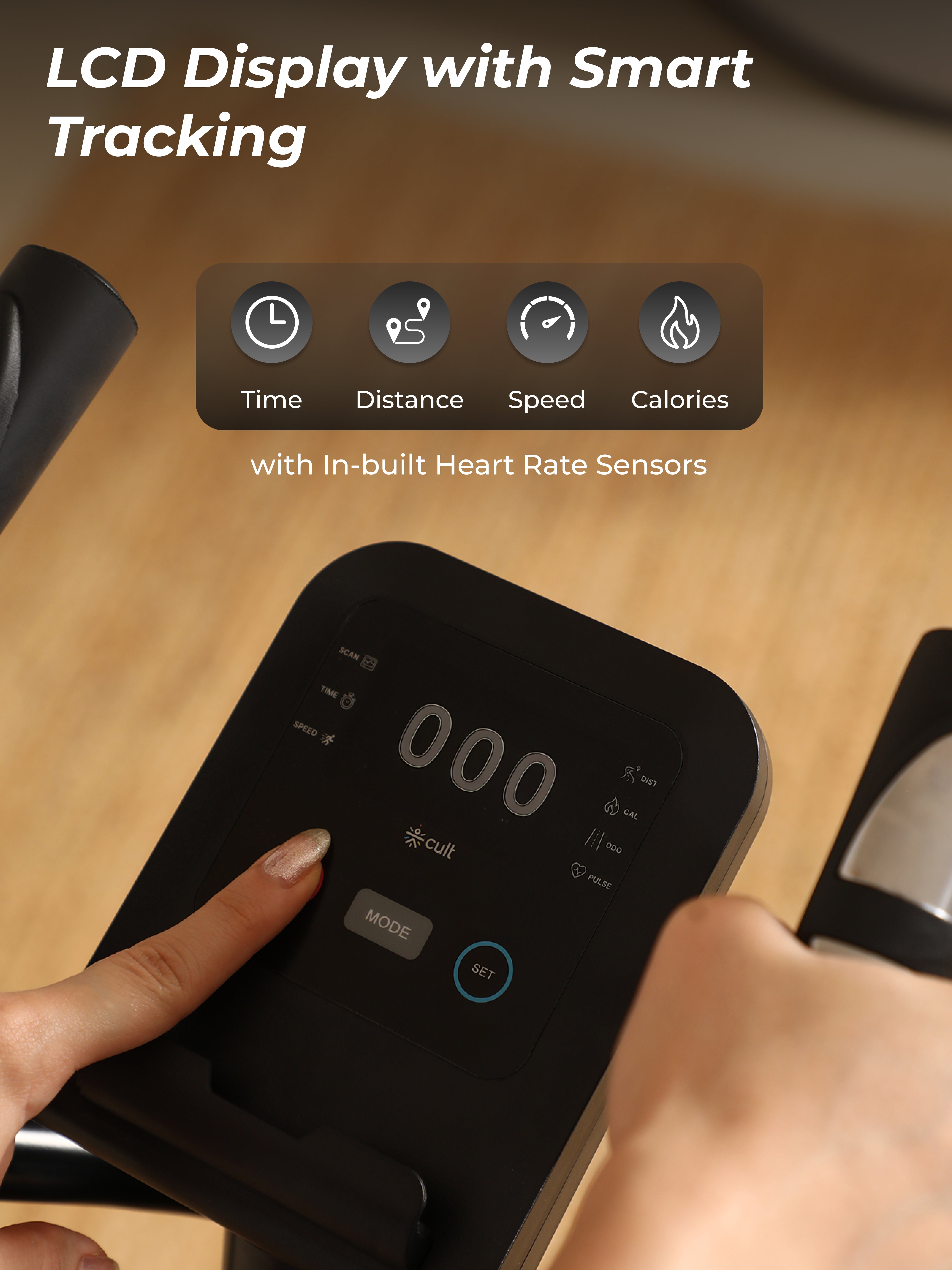 Cult SmartCrossNeo Magnetic Elliptical Trainer | 4Kg Flywheel | Max Weight: 130Kg | Home Use Cross Trainer - Black (with 6 Months Extended Warranty)