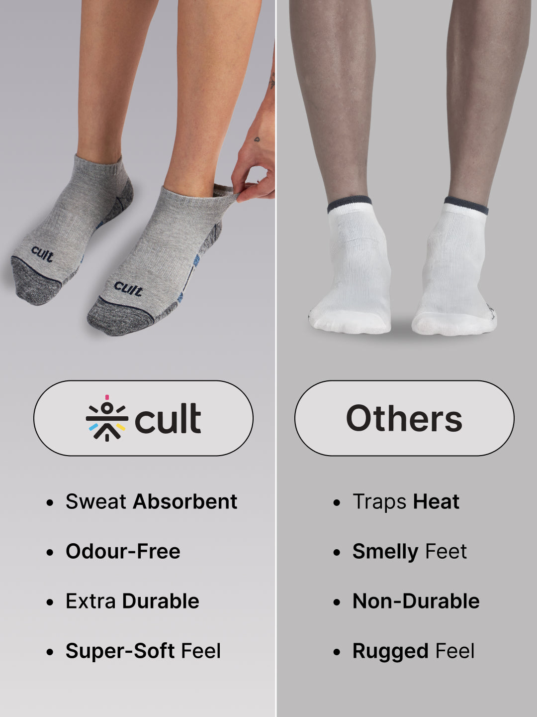 Sports Low Ankle Pack of 5 Grey Melange Women's Cotton Socks