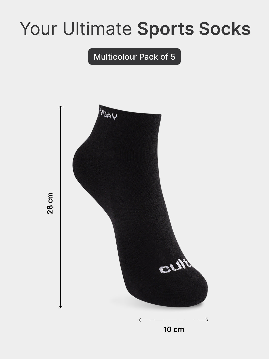 Sports Low Ankle Length Pack of 5 Blue,Yellow,White & Black Men's Cotton Socks