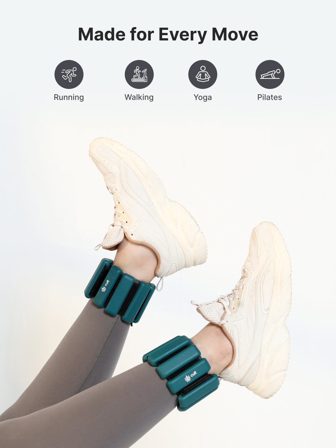 Adjustable Ankle and Wrist Weights (450 g x 2) pair with Removable 60 g Slots Green Customisable Weights for Running, Walking, Yoga & Workouts