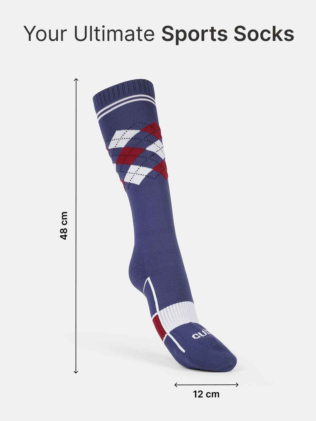 Football/Soccer Pack of 2 White & Blue Patterned Men's Terry Cotton Socks