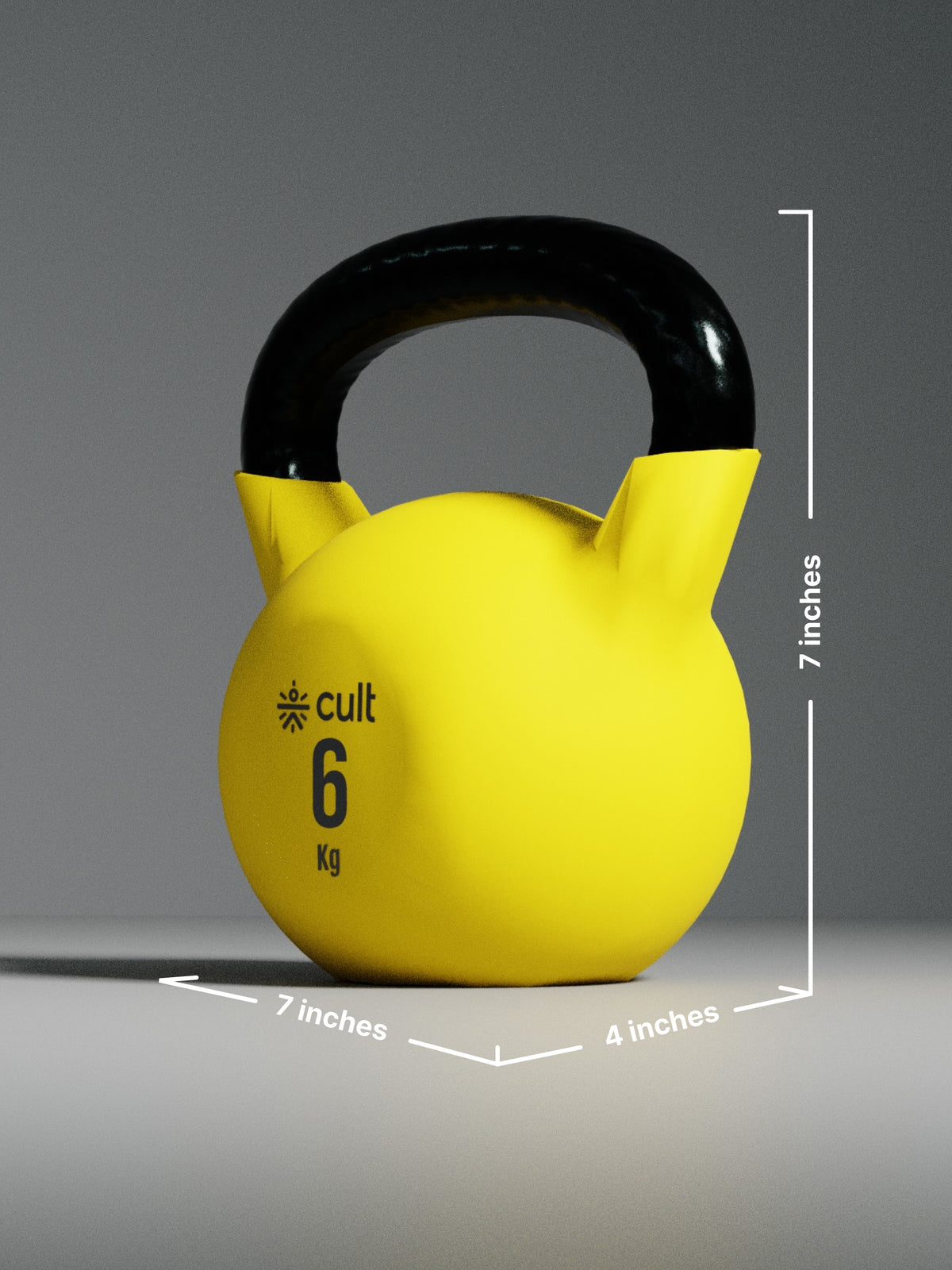 Cult 6kg Neoprene Anti-Slip Grip Colored Kettlebell for Home Workout - Yellow (with 6 Months Extended Warranty)