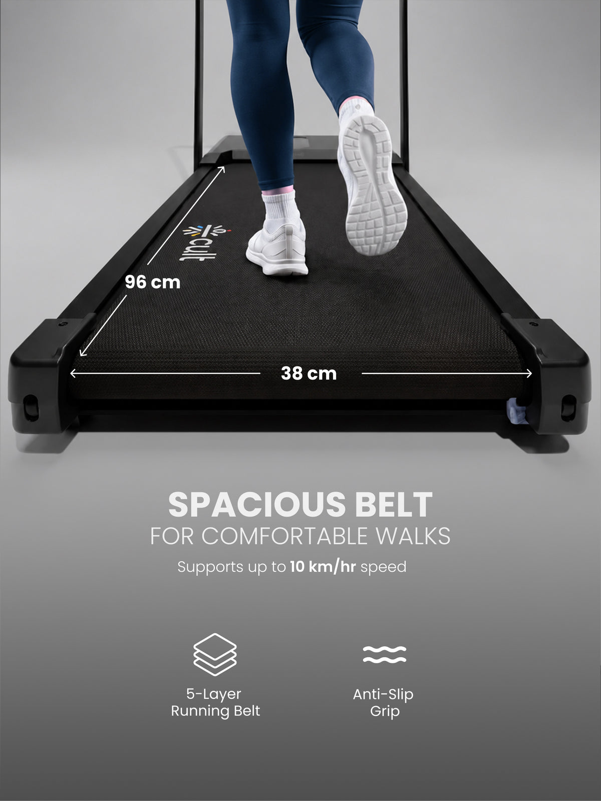Cult VibeWave Walking Pad with Front Vibration Plate Massager | 5HP Peak BLDC Motor | 120kg Max Load | 130 Vibration Levels | Remote Control & Tablet Holder | Treadmill for Home Use (with 6 months extended warranty)