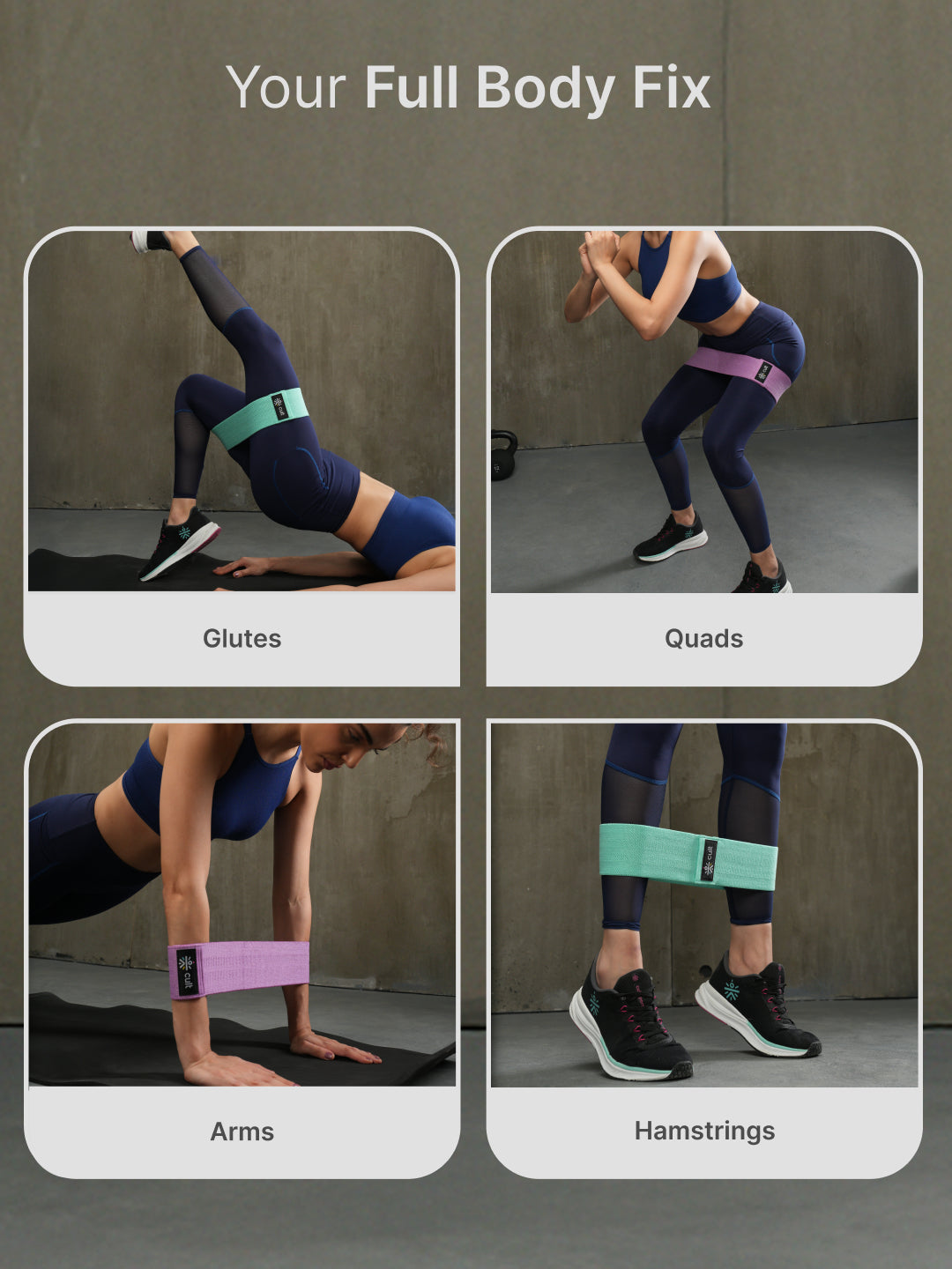 cult HIP Bands Unisex Pack of 3 (Pink,Purple & Green) Max resistance 50 LBS