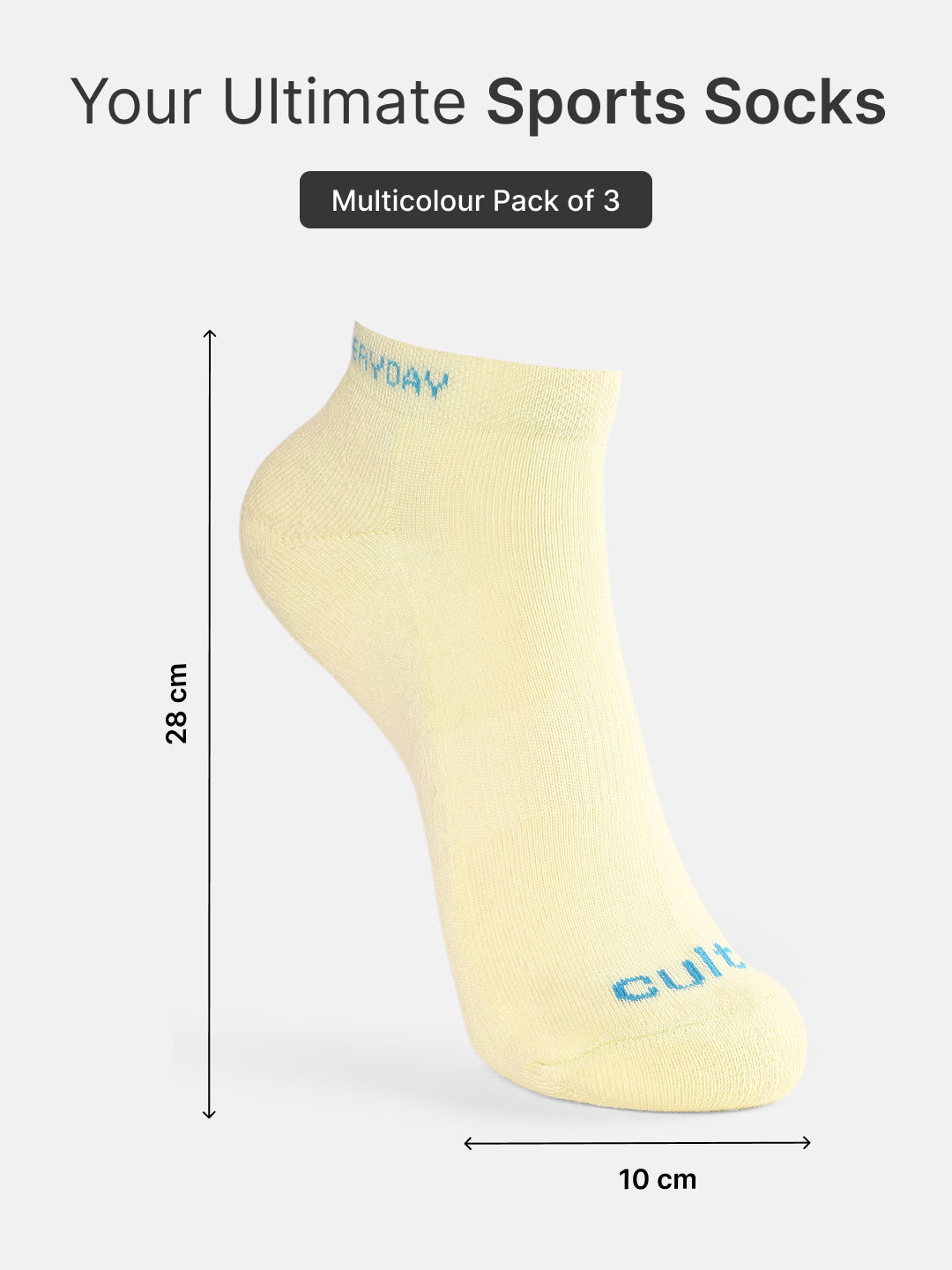 Sports Low Ankle Length Terry Pack of 3 Sea Green,White & Yellow Socks Women