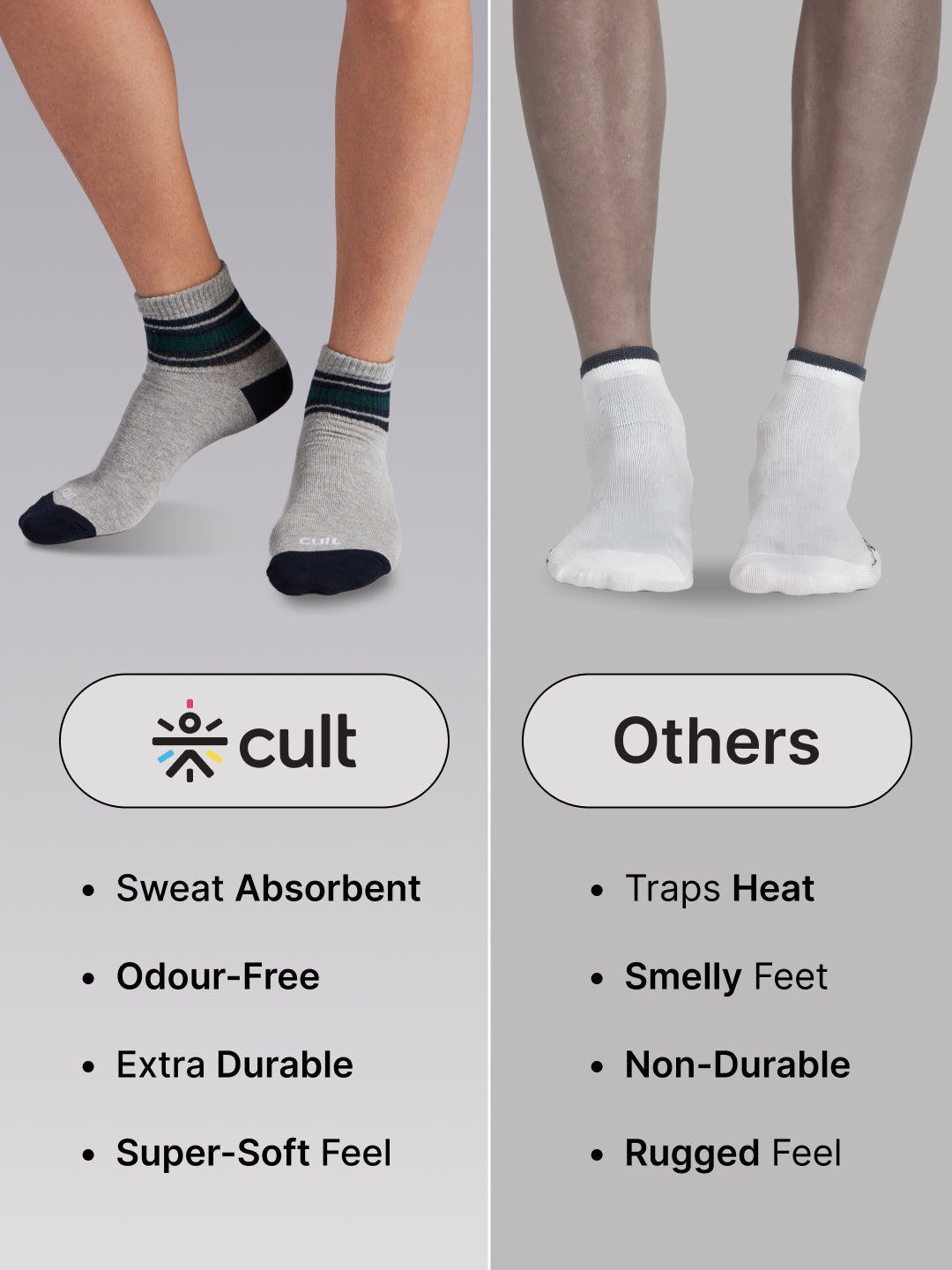 Sports Ankle Length Pack of 3 Grey Patterned Men's Cotton Socks