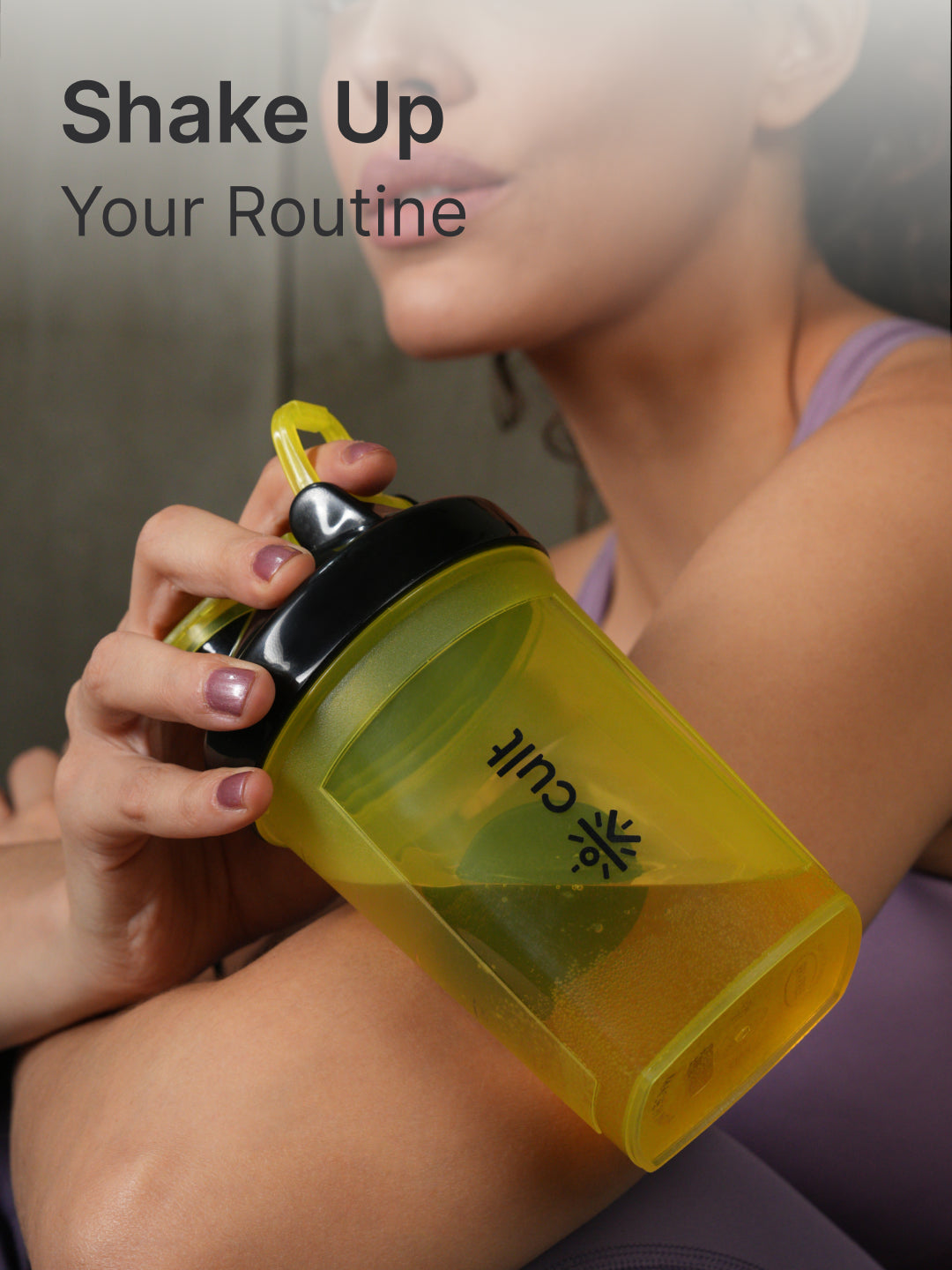 Cult On the Go Fitness kit with Resistance Band Yellow, Skipping Rope Grey, Yellow shaker 500 ml & Duffle Bag Black