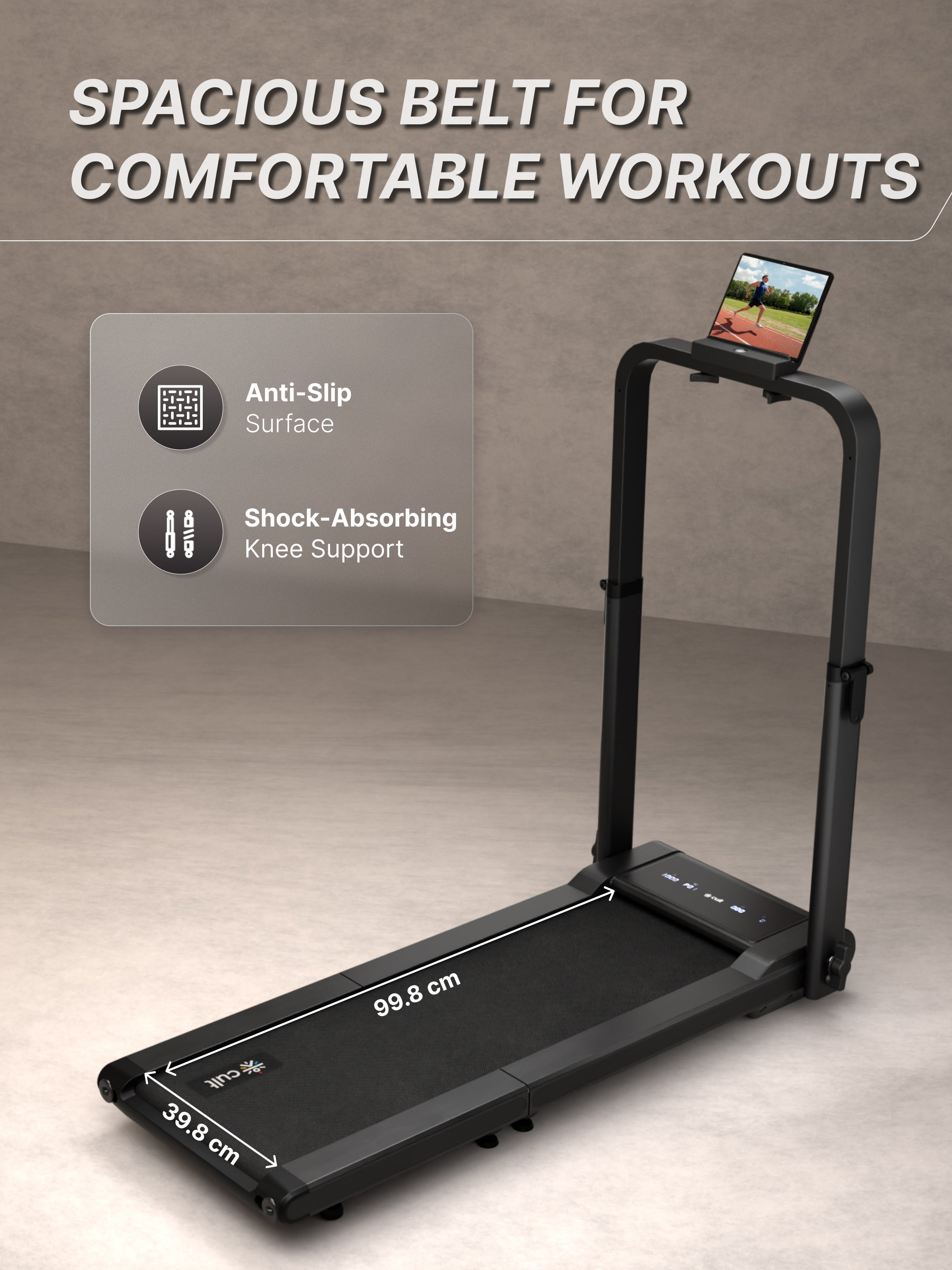 Cult Fold Plus Center-Folding Walking Pad with 5HP Motor with Easy Remote Control | Max User 130kg | Top Speed 8kmph | Running Deck 39.3 x 15.7 inches | Space Saving & Perfect for Home use Treadmill (with 6 Months Extended Warranty)