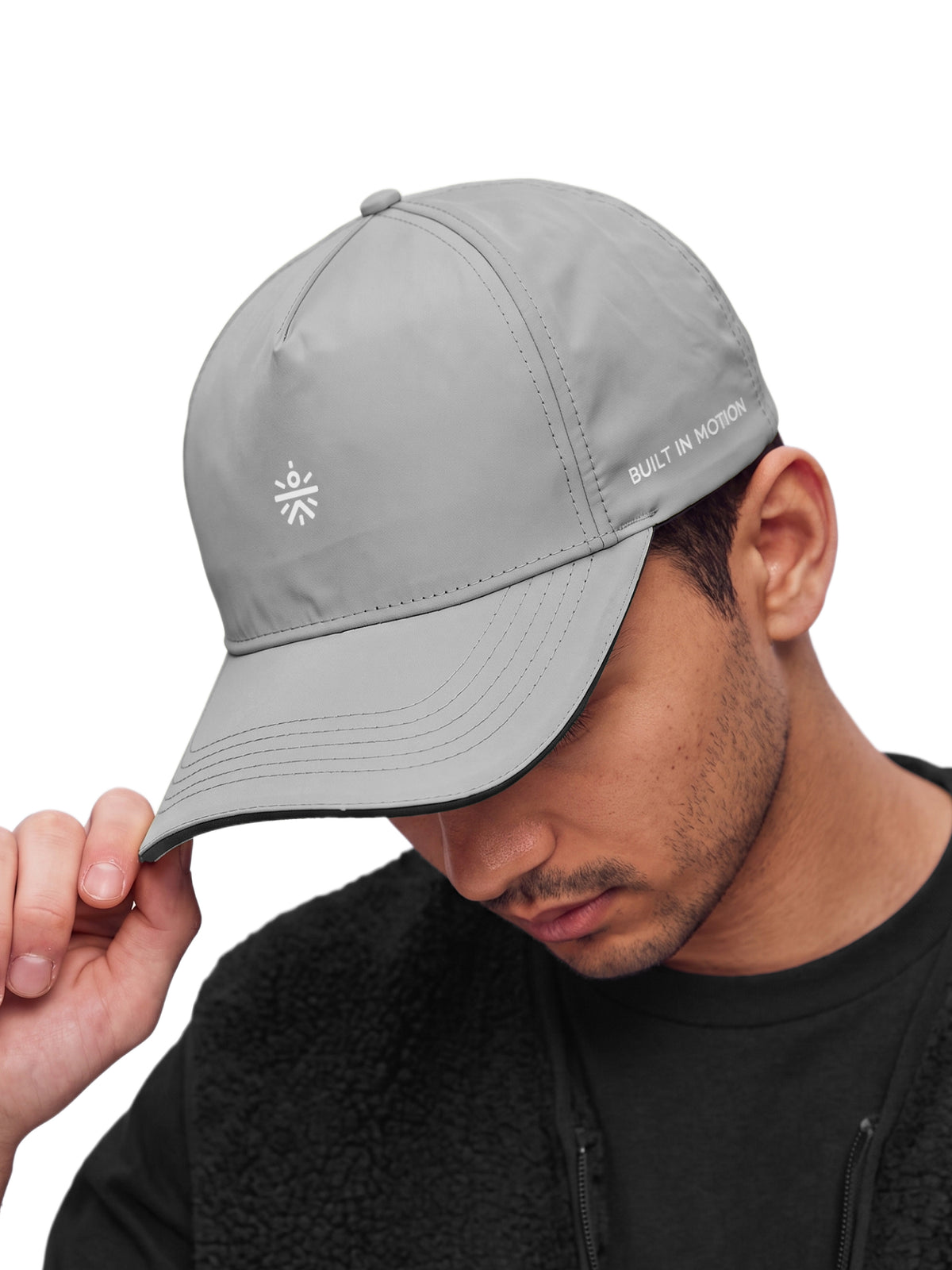 CULT Dry Fit Sports Cap for Men & Women Lightweight Quick Dry Running Cap with Sweatband, UV Protection, Reflective Detailing Adjustable Velcro Closure Grey