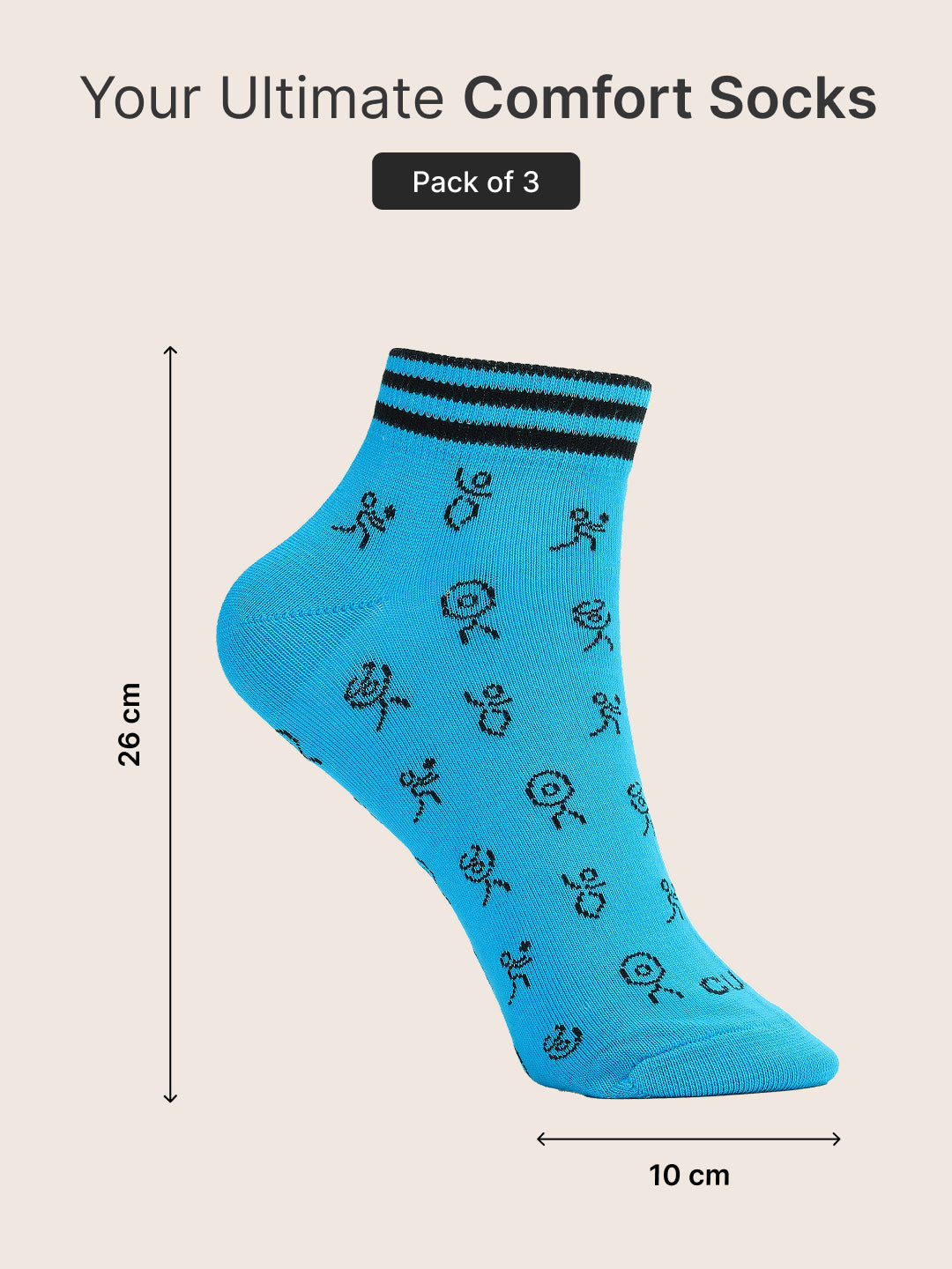 CULT Men's Ankle Length Cotton Socks  Ultra Soft, Breathable & Anti-Microbial  Casual & Sports Socks with Moisture-Absorbent Fabric