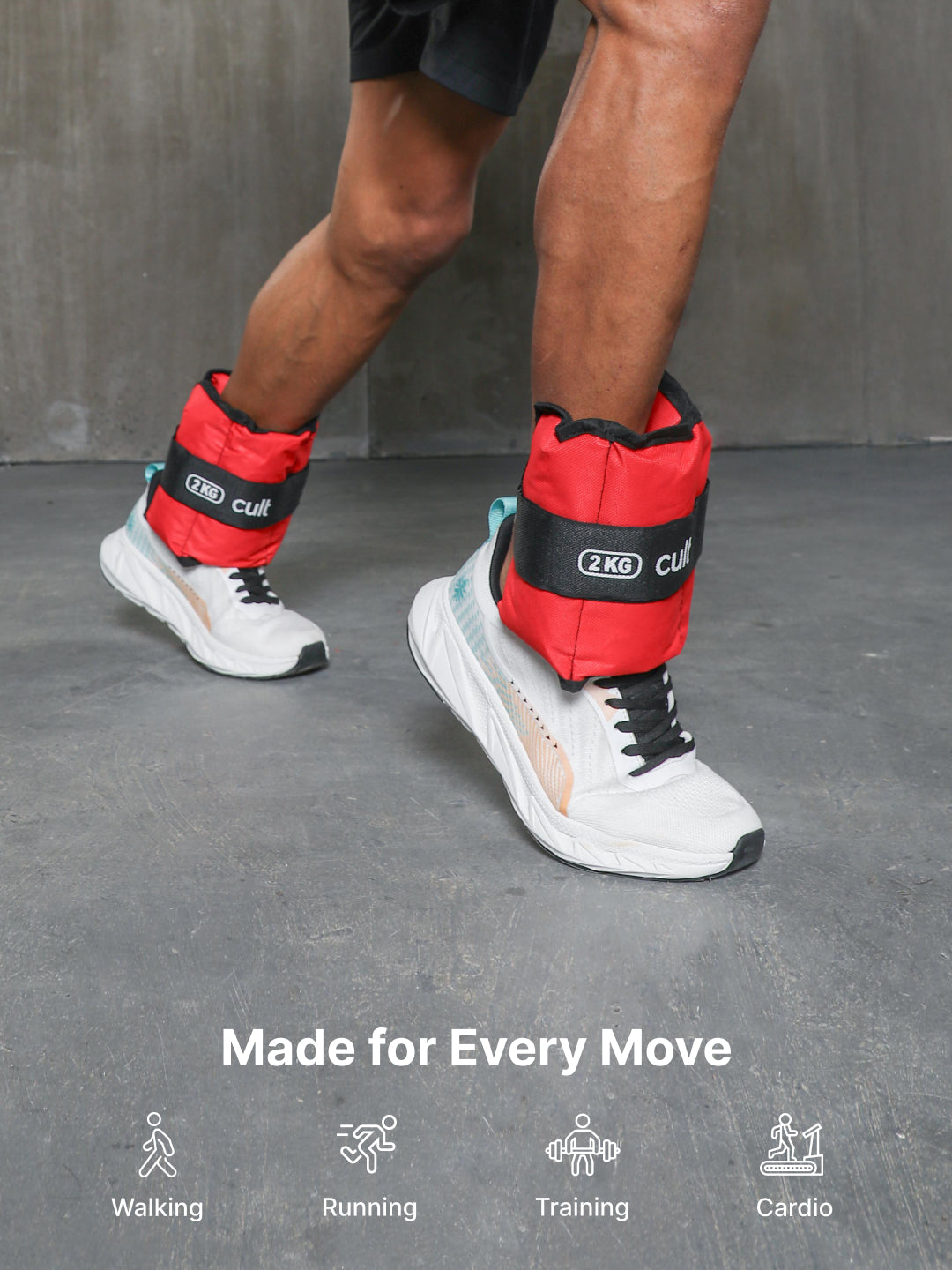 Ankle Weights 4 kg (2 kg Each Strap) Red Strength Training, Running, Yoga & Home Workouts