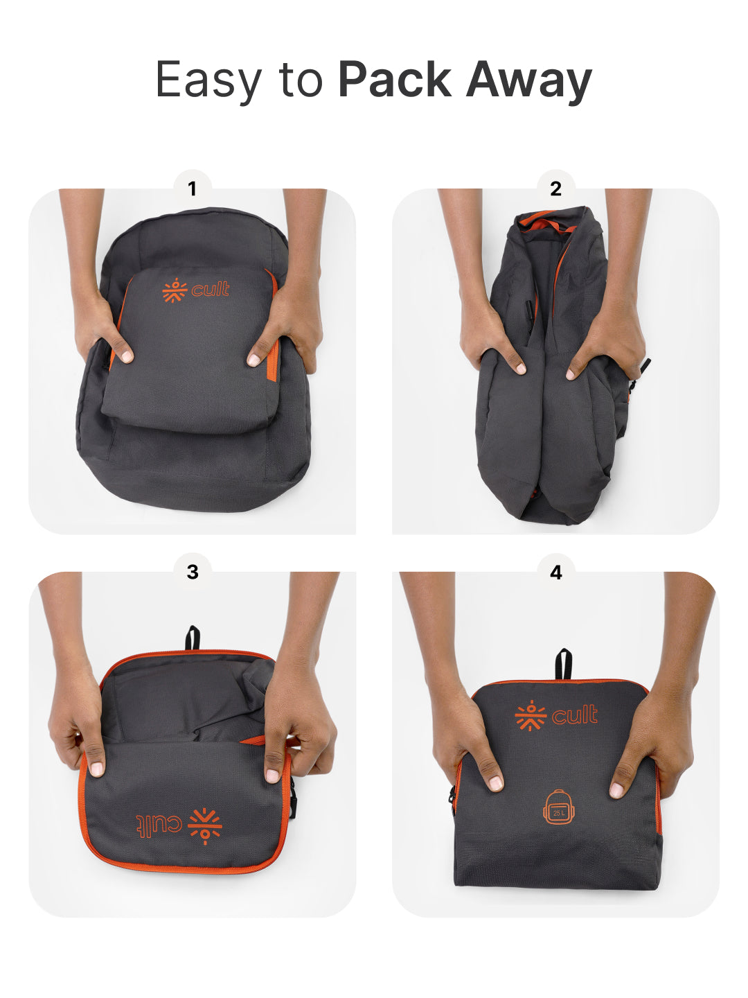 cult Foldable Backpack  25L Grey
