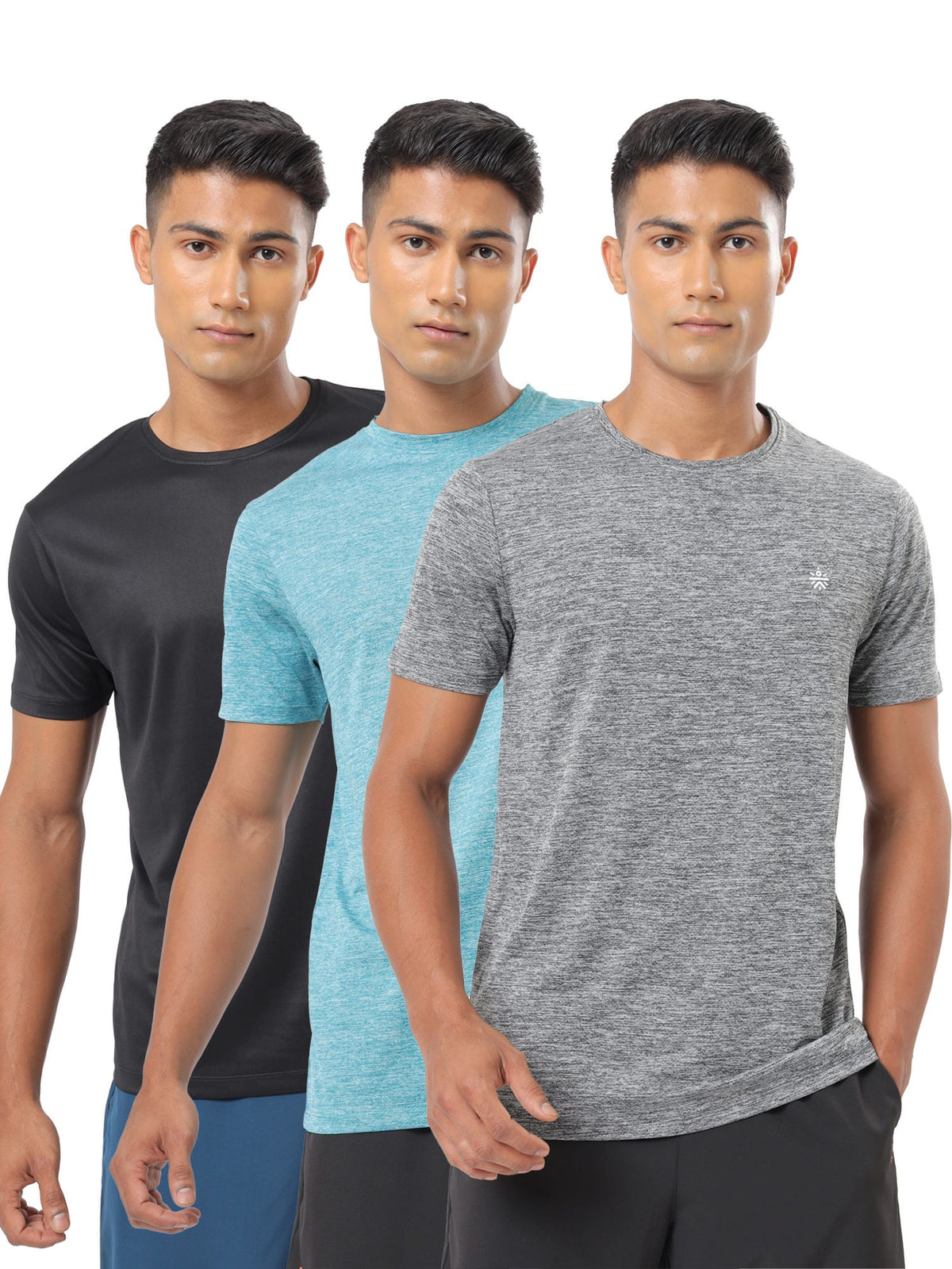 Textured Performance T-shirt with Logo Pack of 3