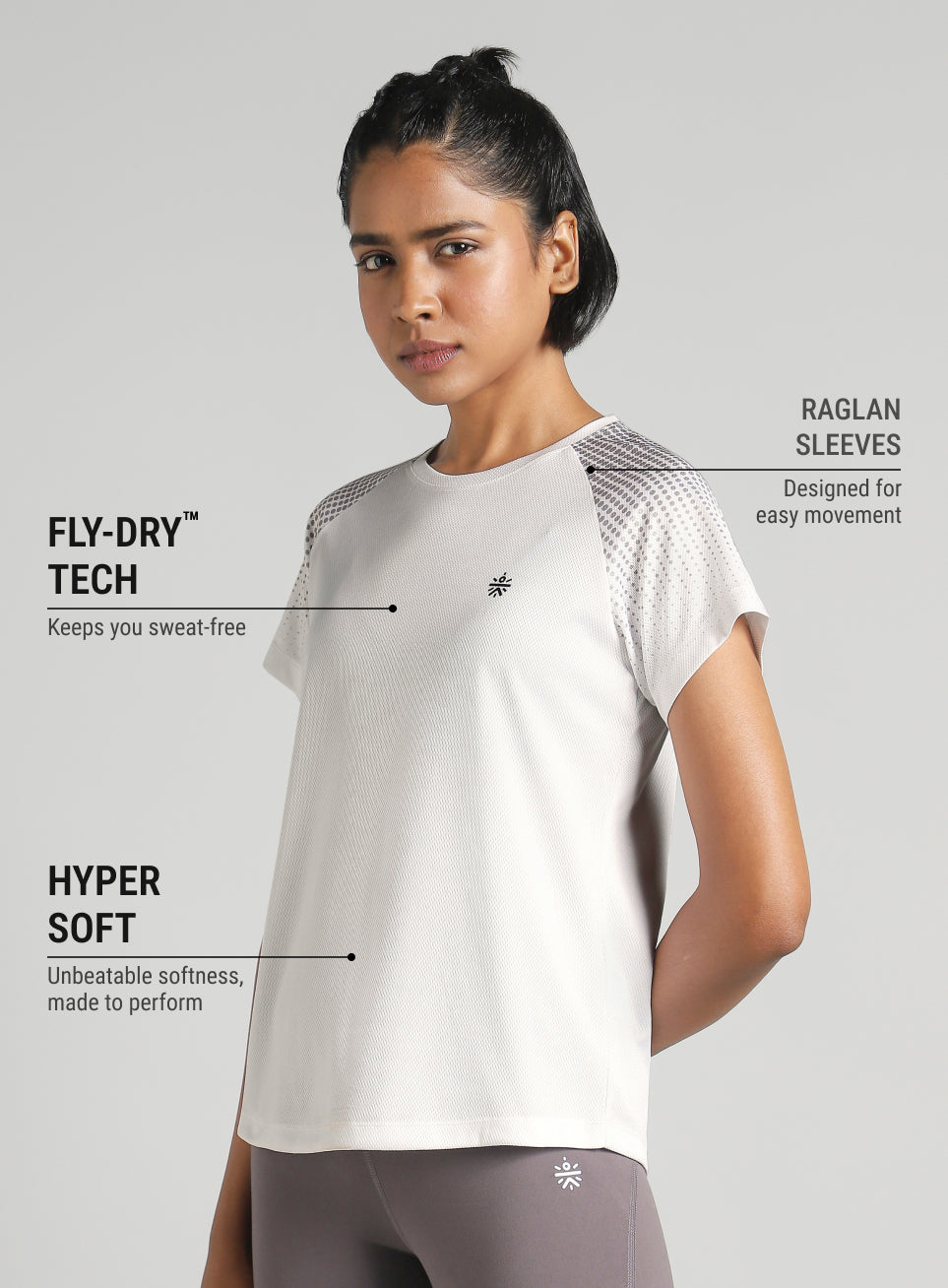 Halftone Print Raglan Workout T-shirt