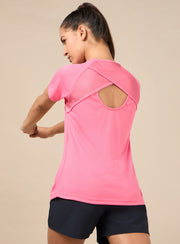 Women's Pink Cross Over Performance T-shirt