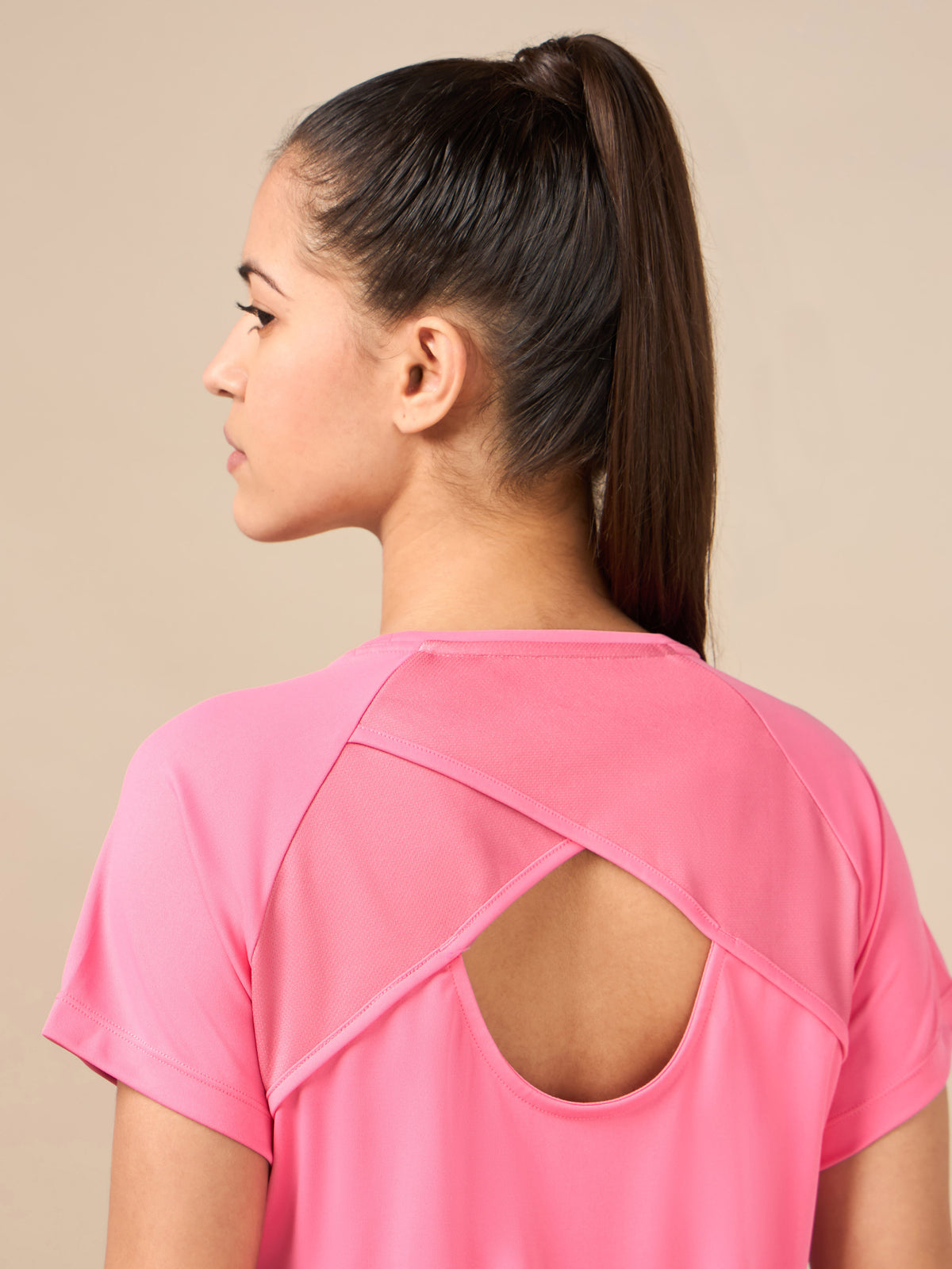 Women's Pink Cross Over Performance T-shirt