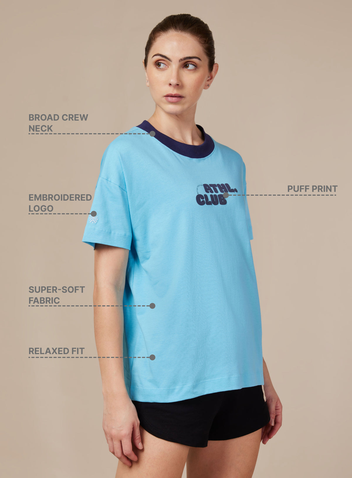 Women's Ath. Club Blue Printed T-shirt