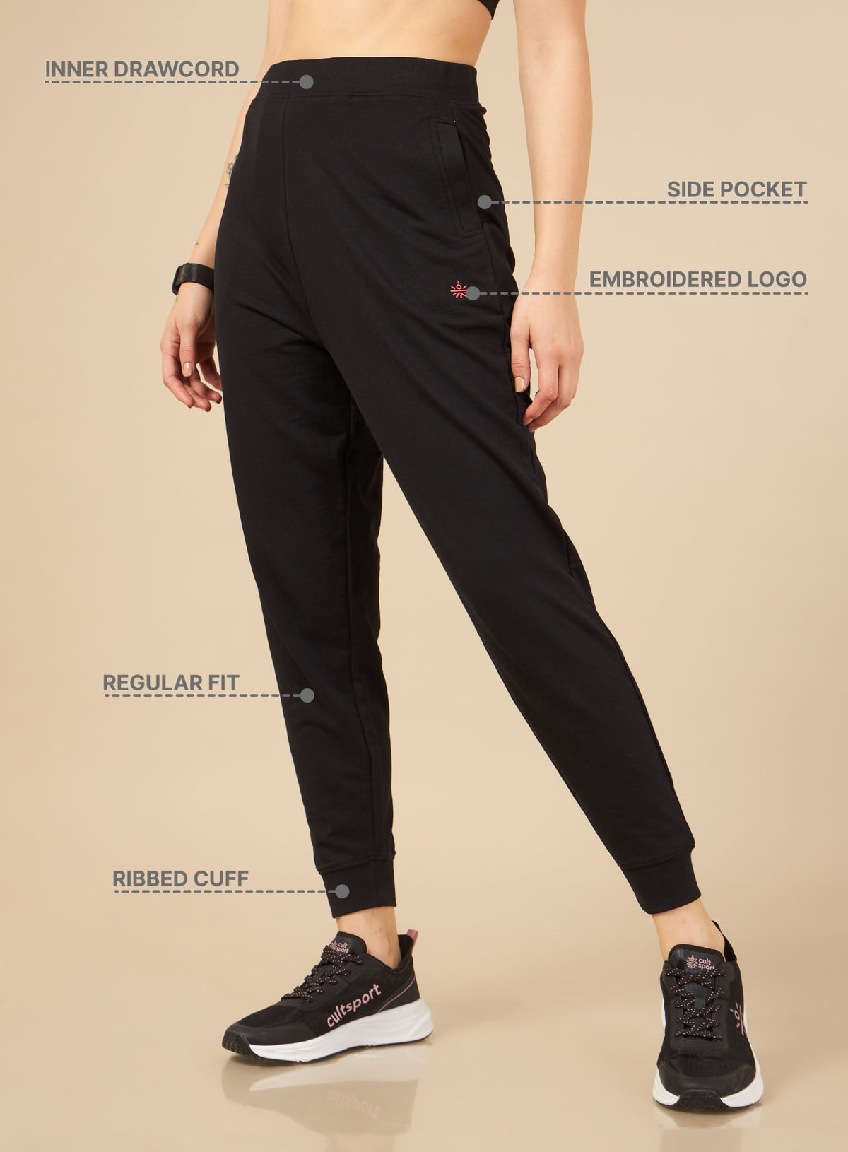 Women Black Cult Leisure Joggers
