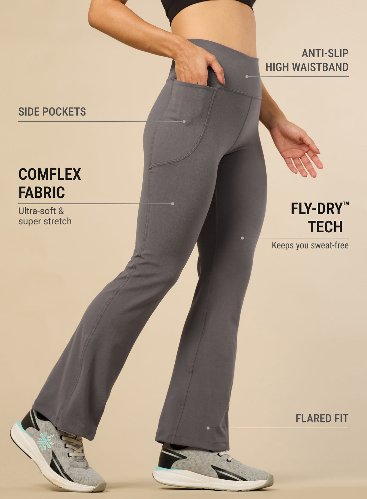 Women's COMFlex Grey Performance Flare Pants
